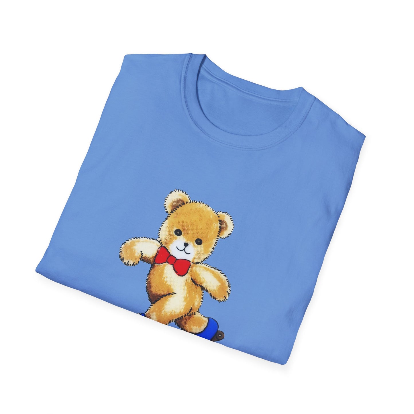 roller skating cute vintage teddy bear illustration reproduction tshirt