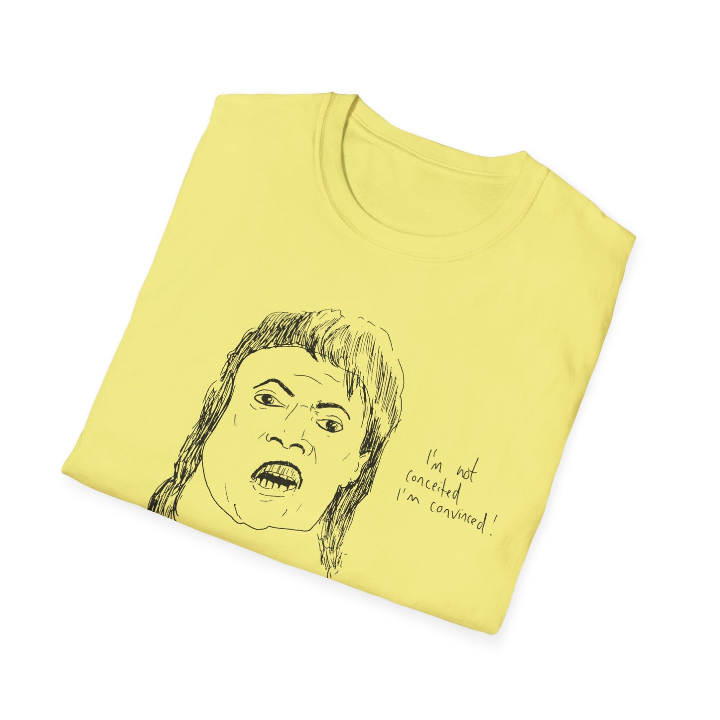 original drawing of little richard that time he was on arsenio hall in 1990 and said "i'm not conceited. i'm convinced!" tshirt