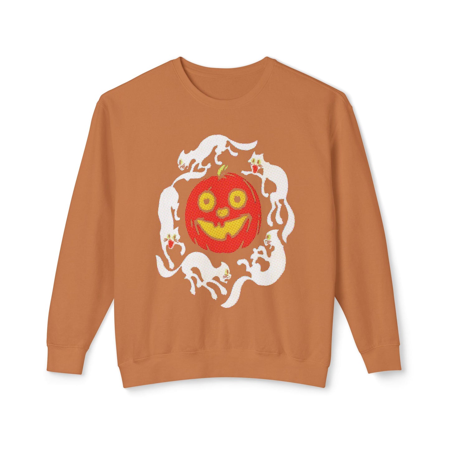 early 1900s halloween crepe paper jacko with cats custom edit 100% cotton sweatshirt