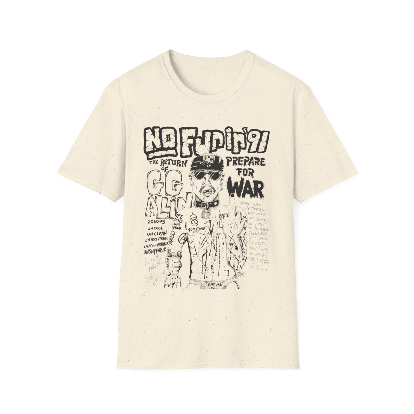 no fun in '91 gg allin show poster tshirt