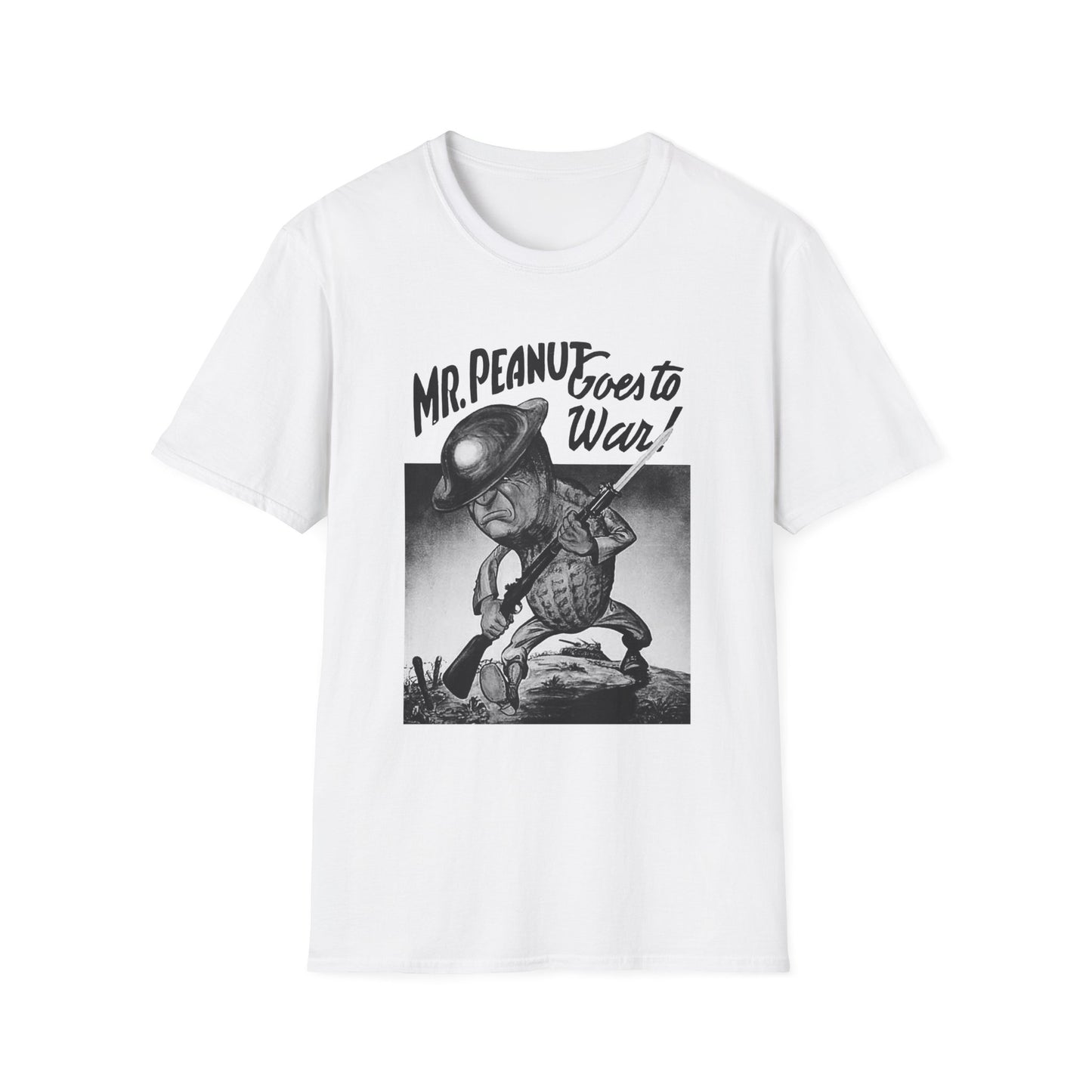 mr. peanut goes to war! vintage world war propaganda poster reproduction tshirt