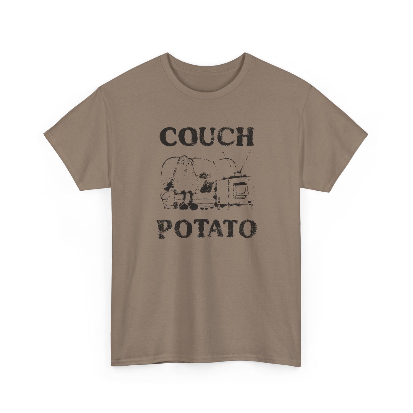 vintage couch potato reproduction in black graphic tshirt