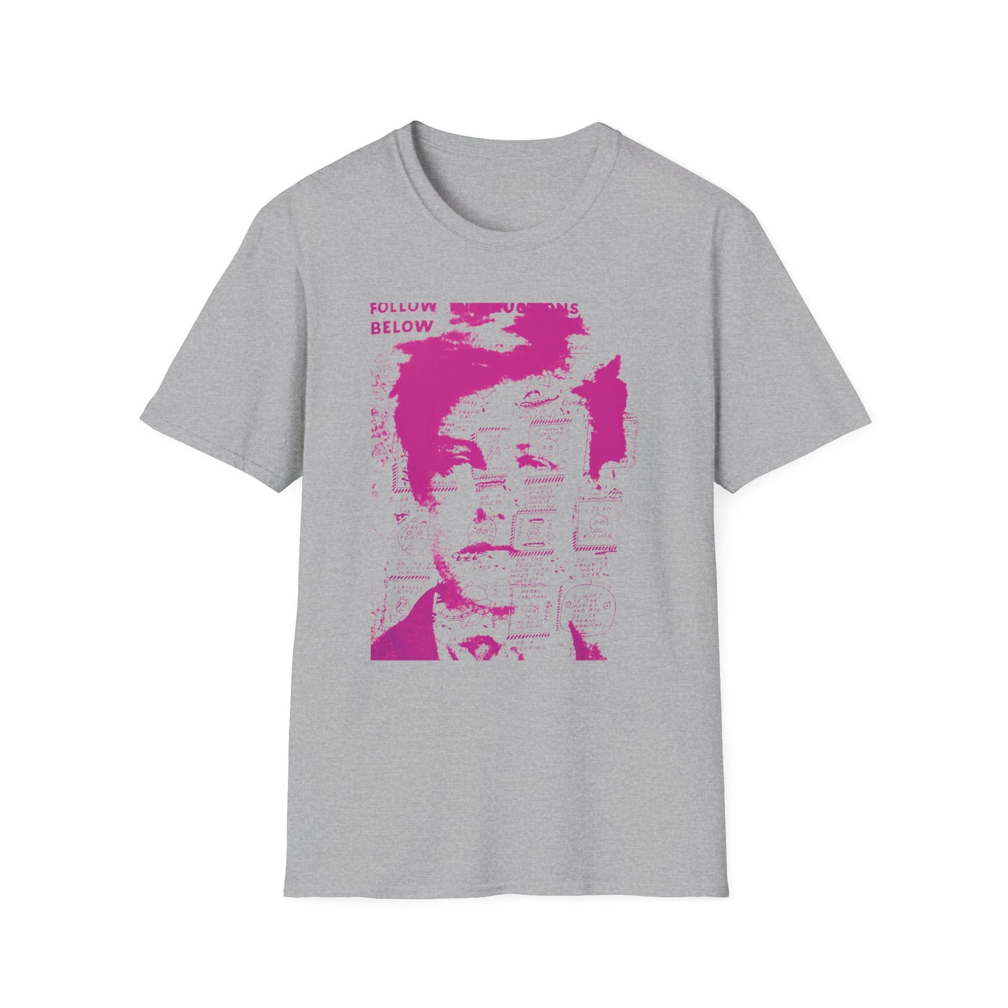 ray johnson arthur rimbaud art in pink tshirt
