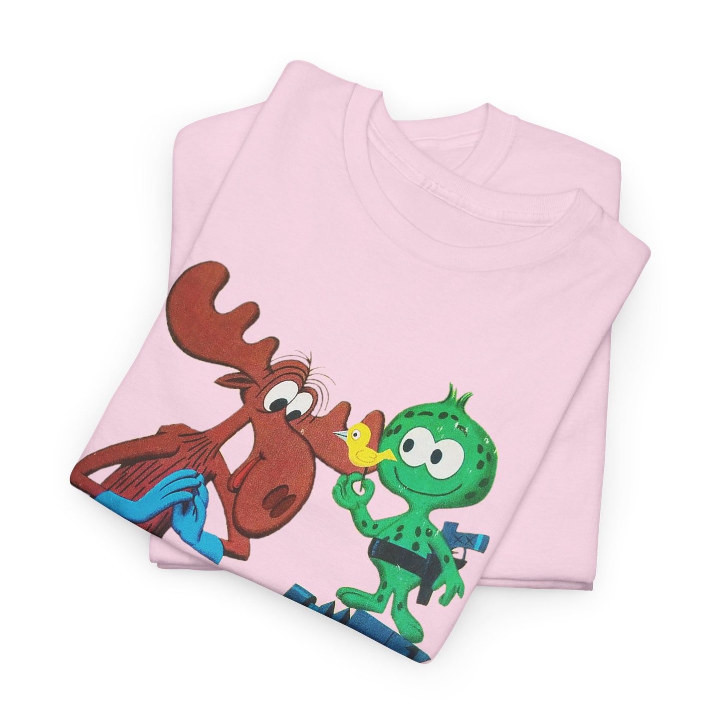 the rocky and bullwinkle show with gidney and cloyd reproduction tshirt