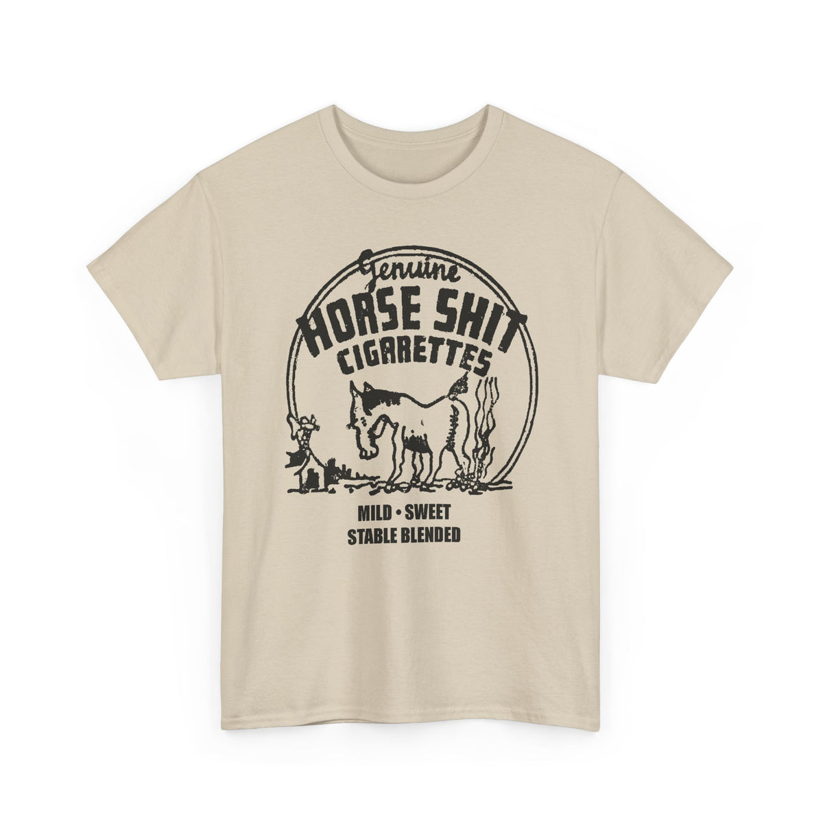 vintage horse shit cigarettes graphic reproduction tshirt