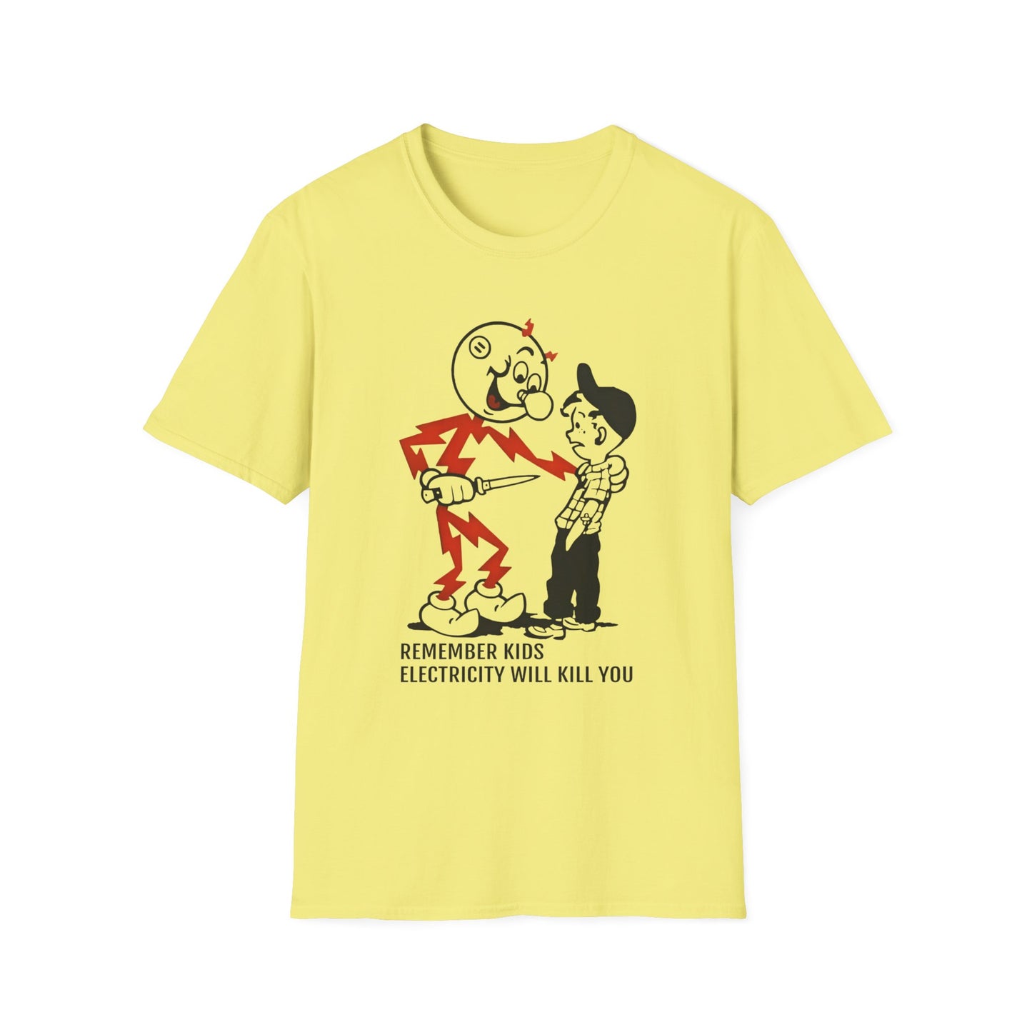 reddy kilowatt remember kids electricity will kill you vintage logo reproduction tshirt