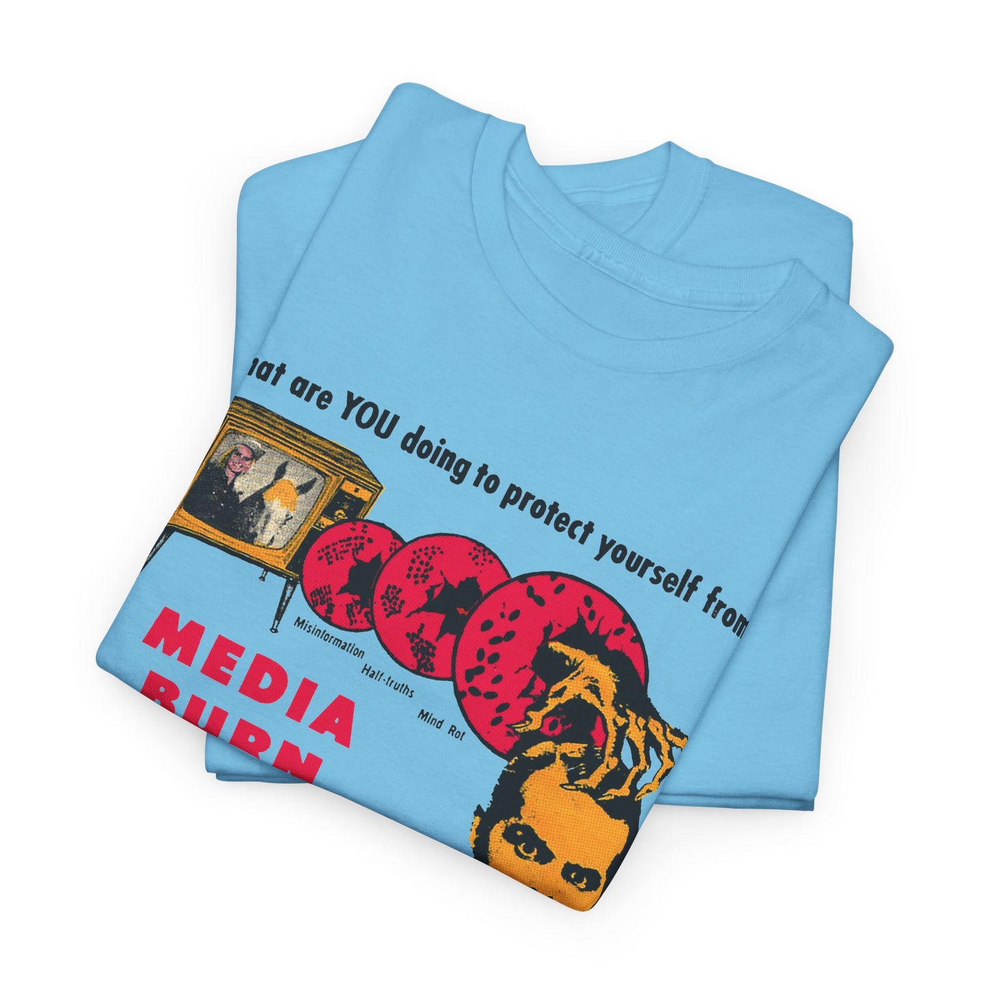media burn the nation's leading mental crippler 1960s comix graphic tshirt