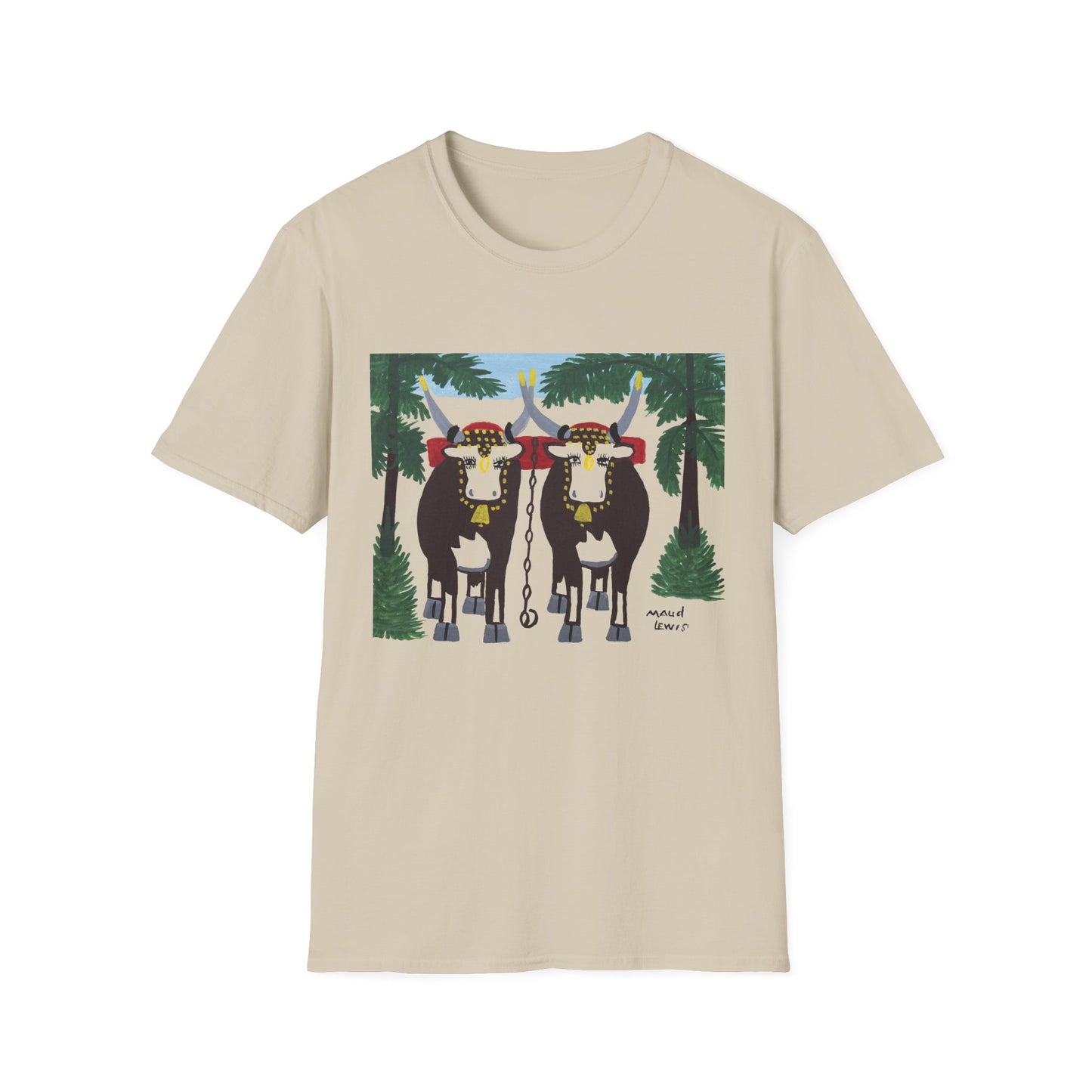 1960s maud lewis painting pair of oxen tshirt