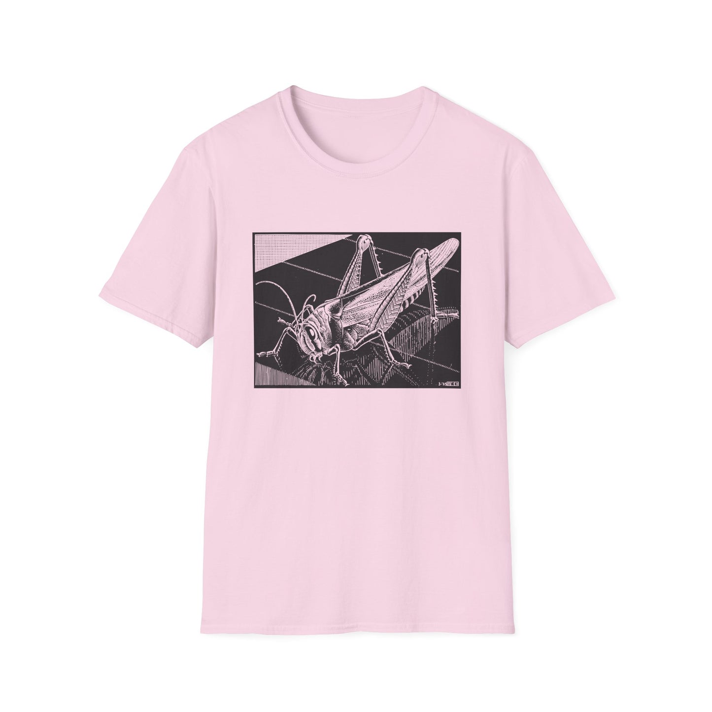 1935 m.c escher grasshopper wood engraving tshirt