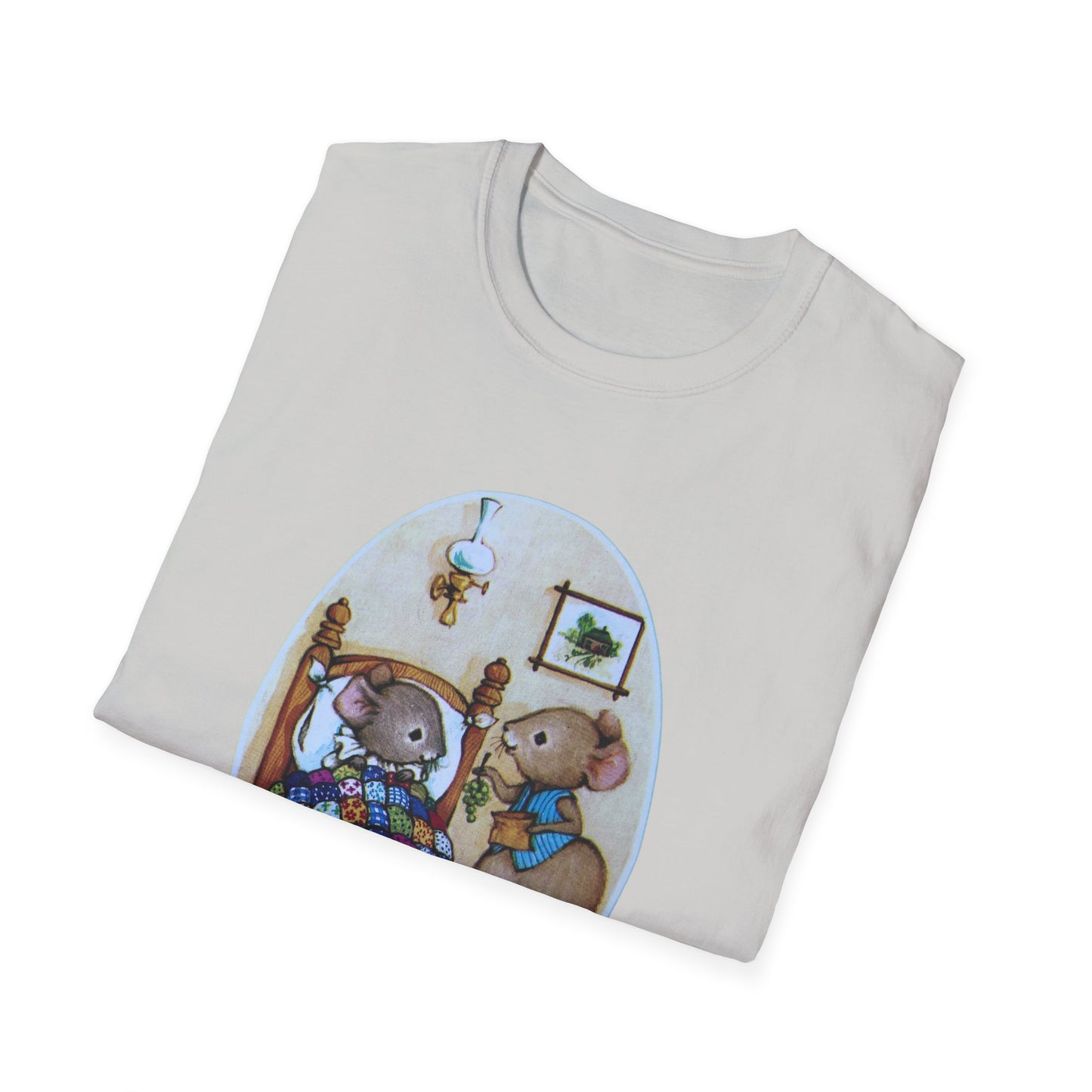 vintage mouse illustration from a 1980s get well greeting card tshirt