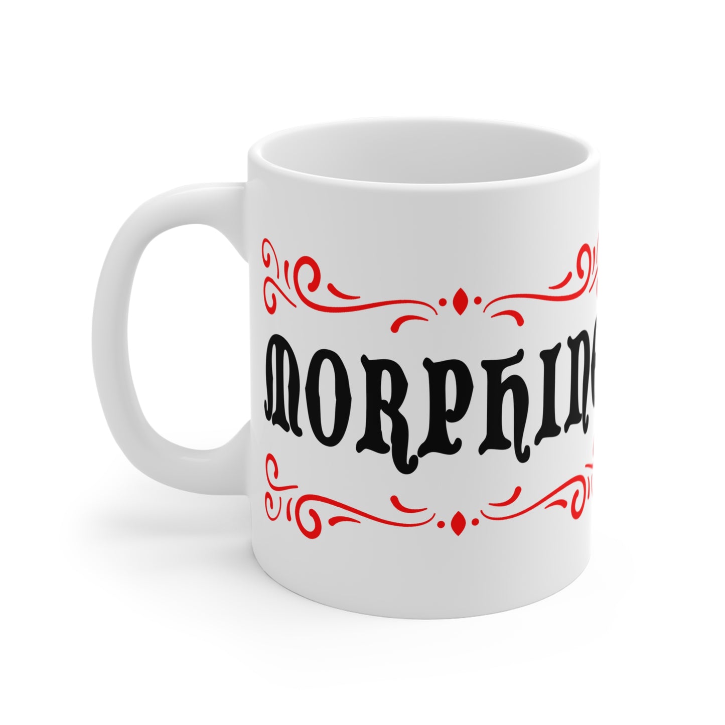 vintage inspired tongue in cheek morphine drug mug