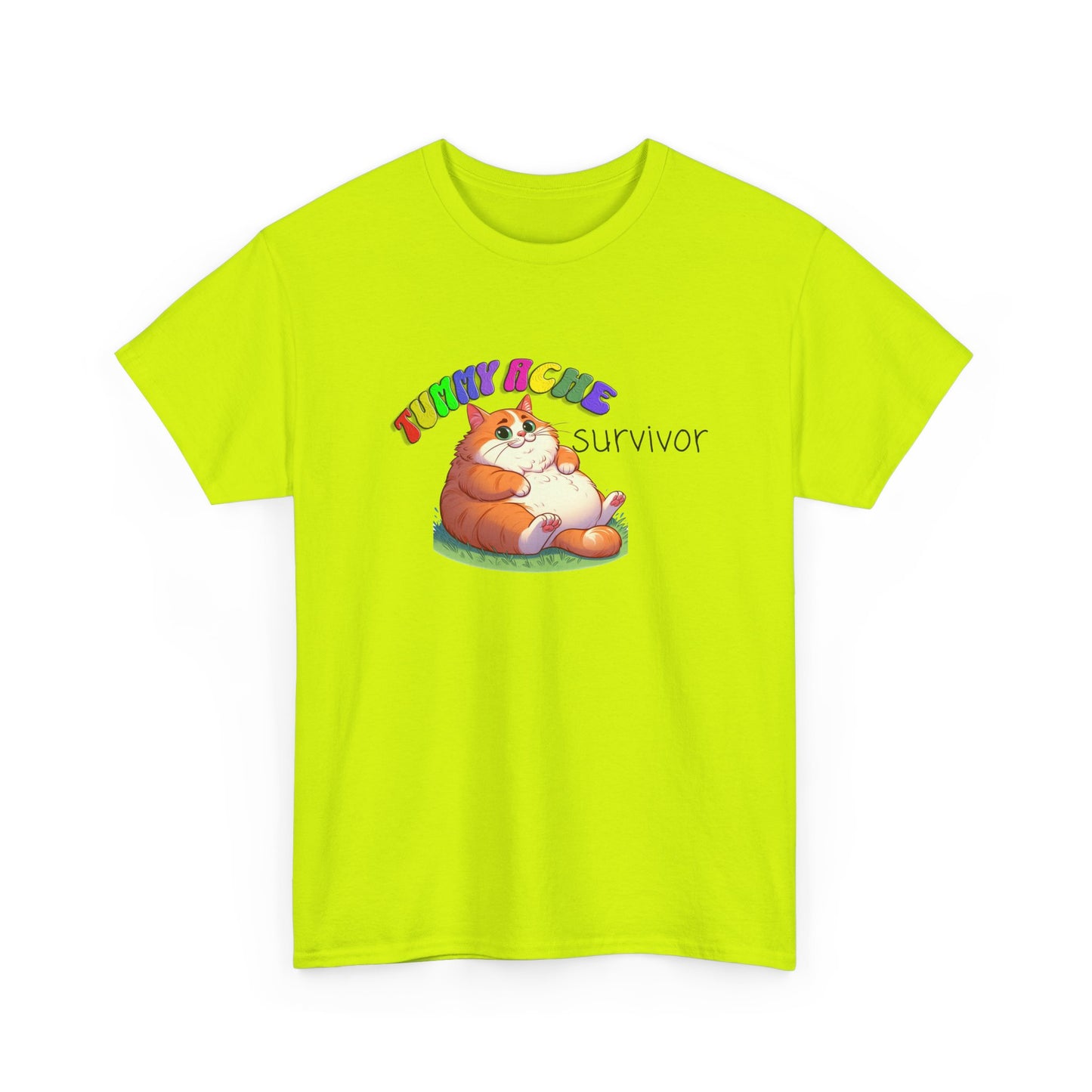 tummy ache survivor stuffed kitty silly tshirt