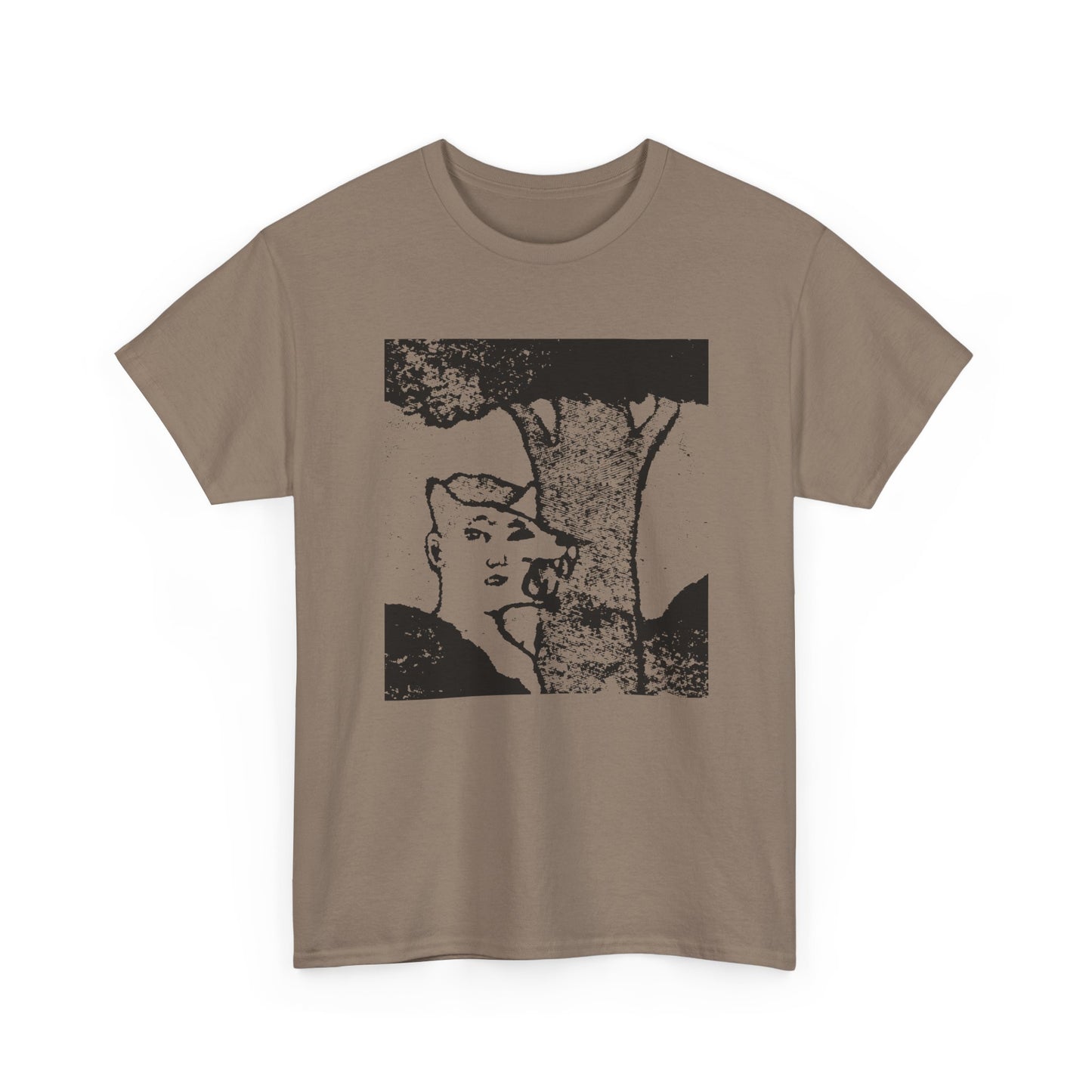mid twentieth century the boy and the dog illusion artwork reproduction tshirt