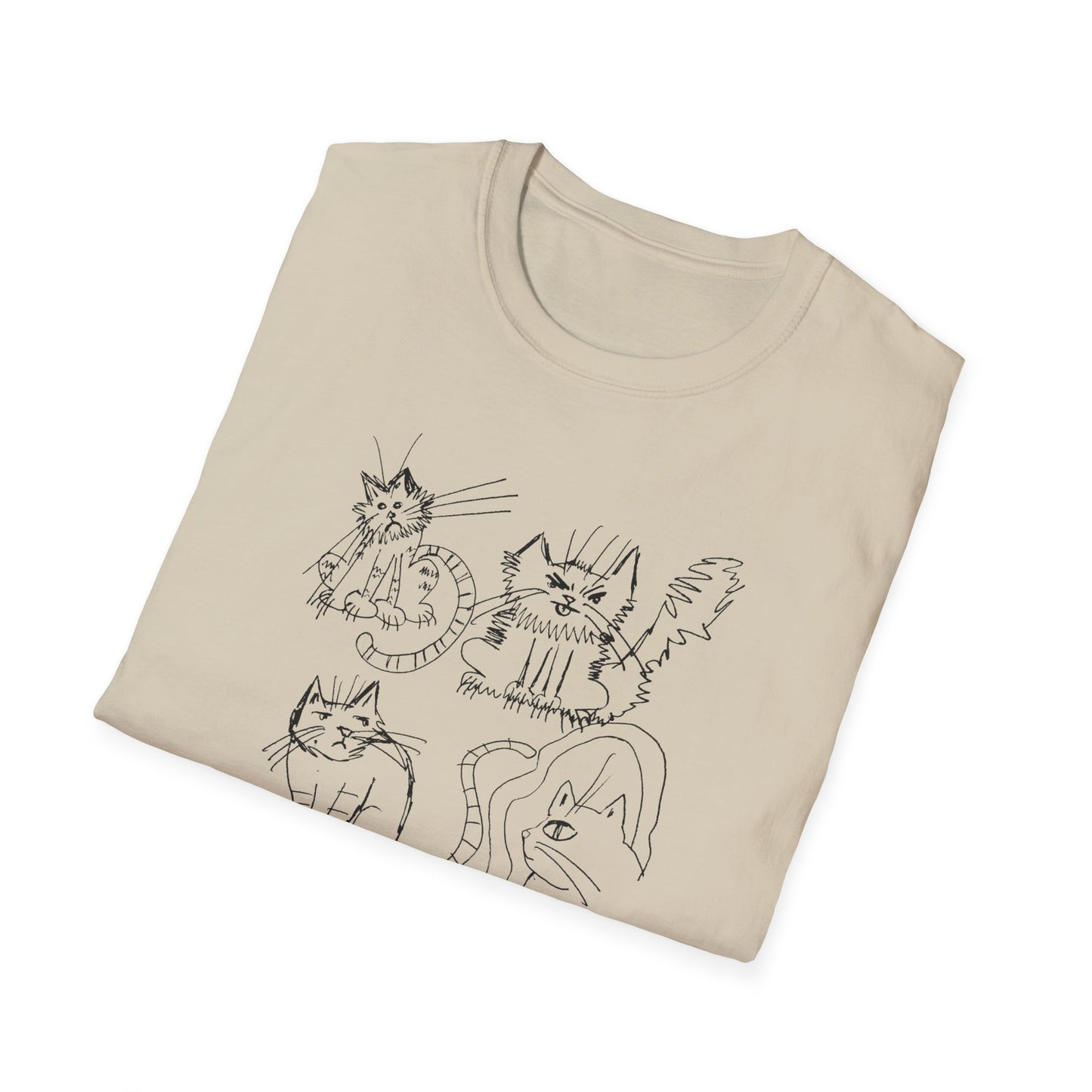 original drawing seven cats tshirt