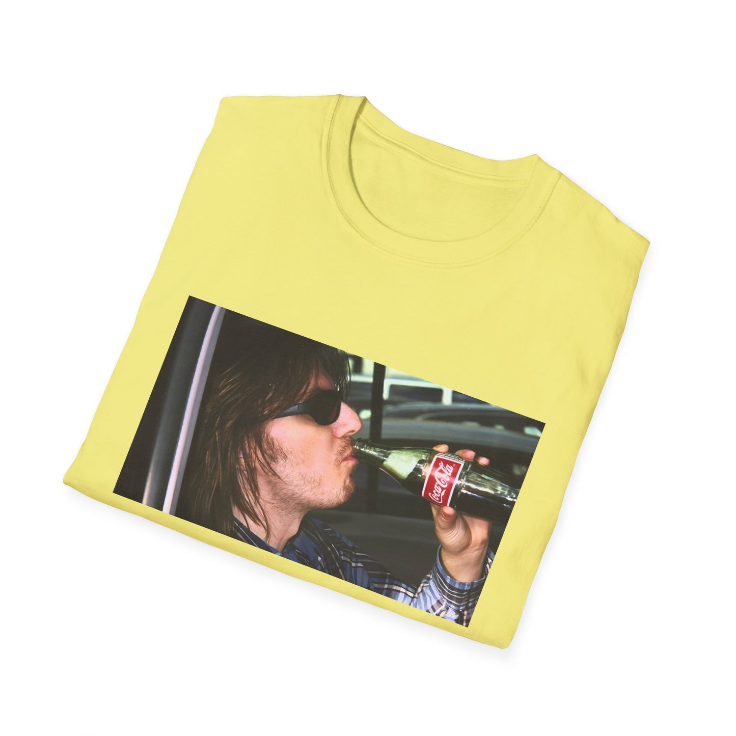 mitch hedberg drinking a soda photo tshirt, unisex softstyle