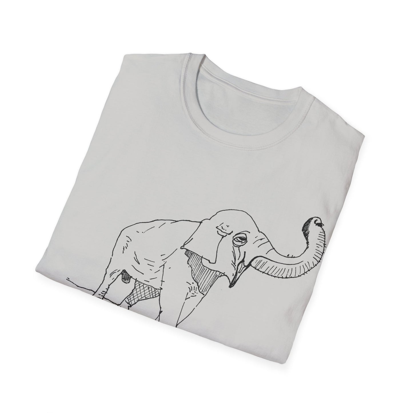 elephant kicks heroin habit original drawing tshirt. reference to xiguang the elephant