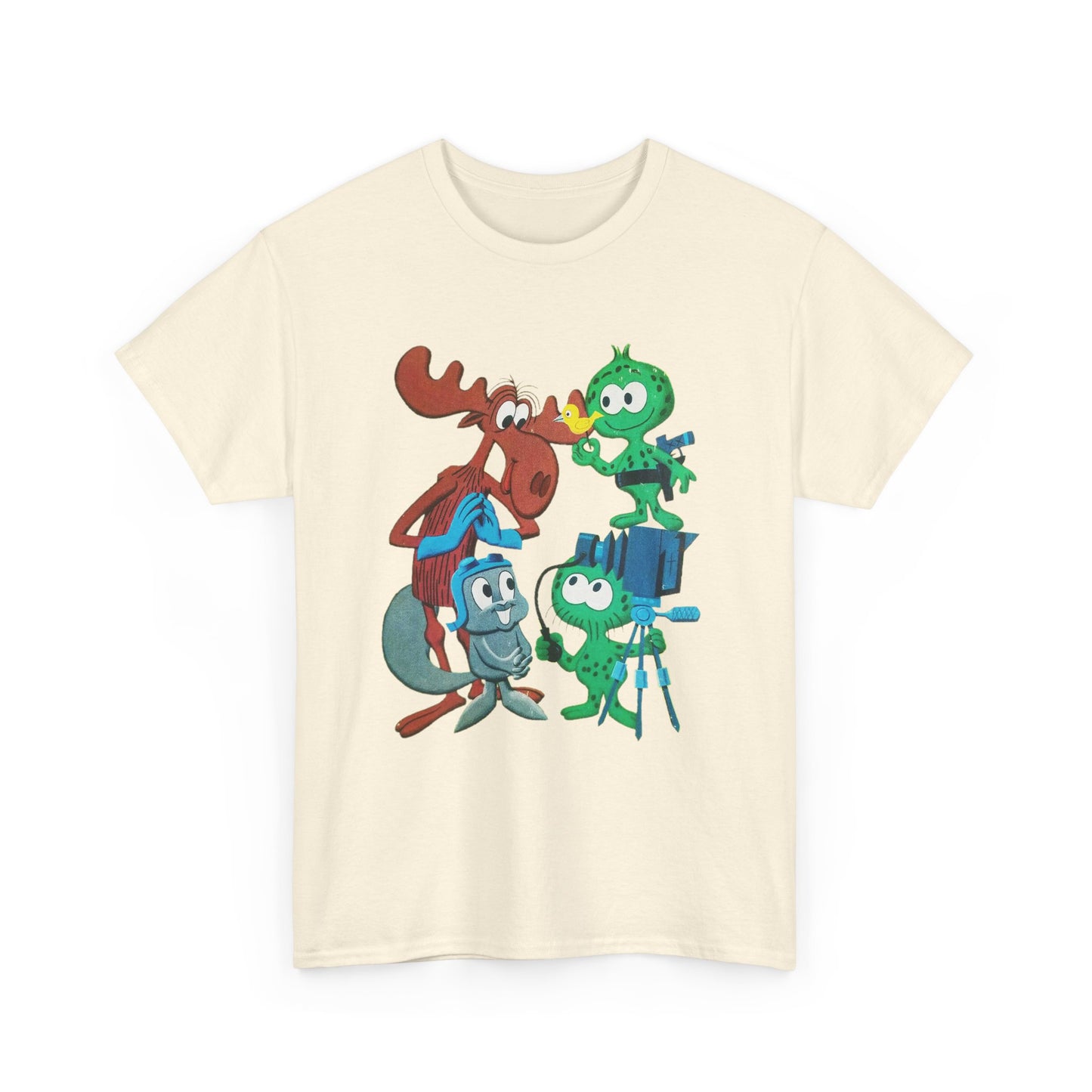 the rocky and bullwinkle show with gidney and cloyd reproduction tshirt