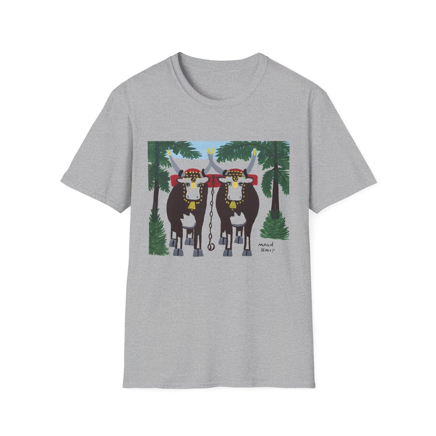 1960s maud lewis painting pair of oxen tshirt