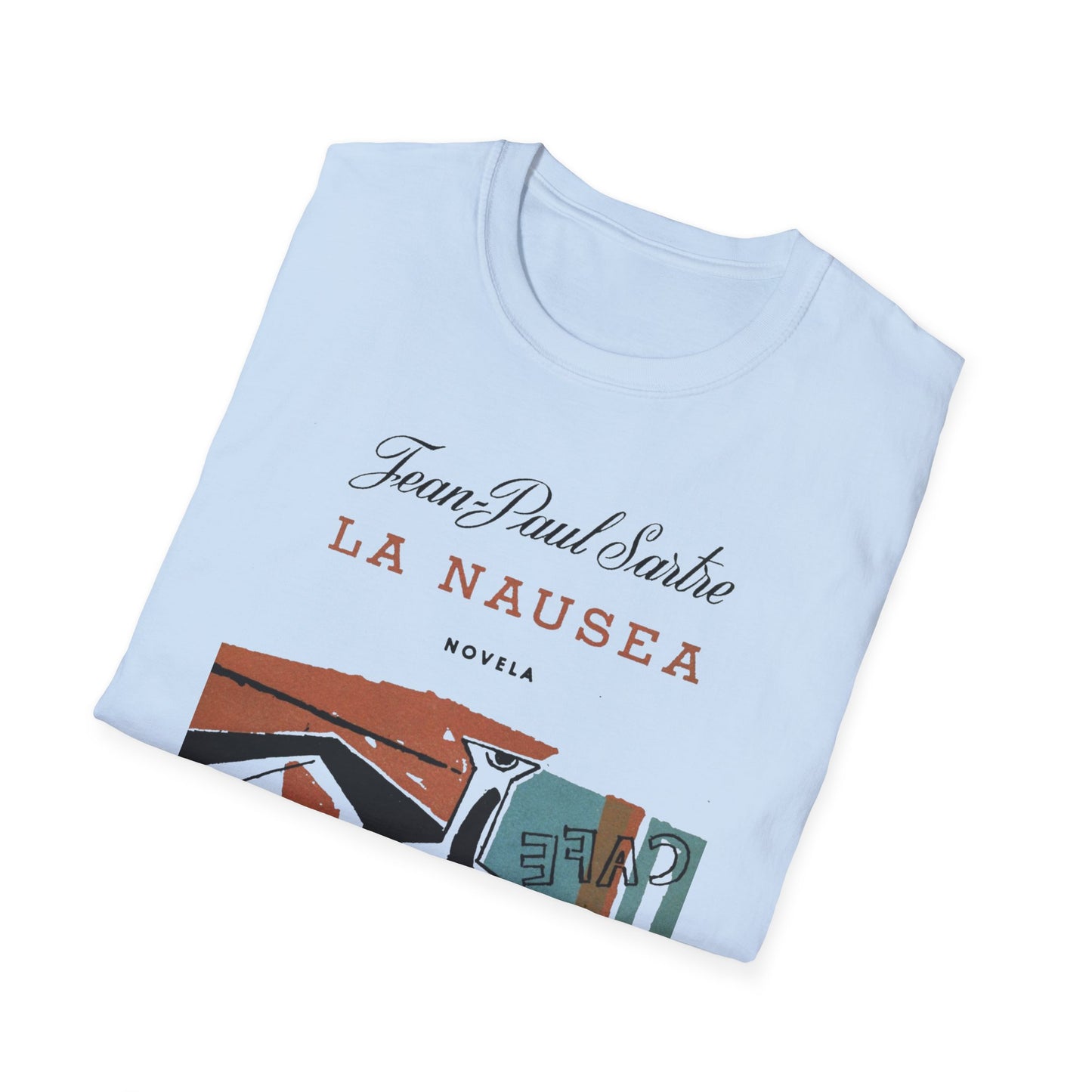 1938 spanish book cover for nausea by jean-paul sartre tshirt