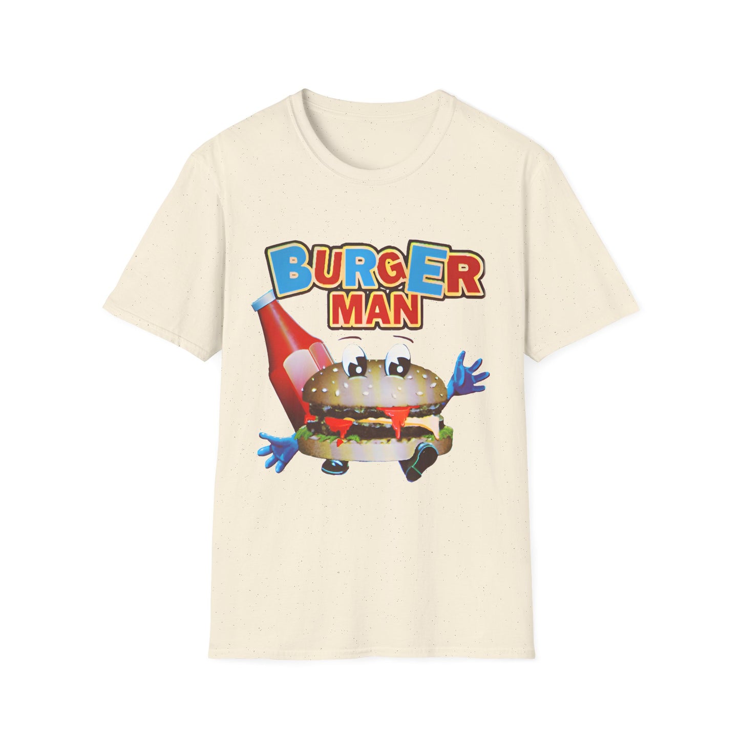 old video game burger man retro design reproduction tshirt