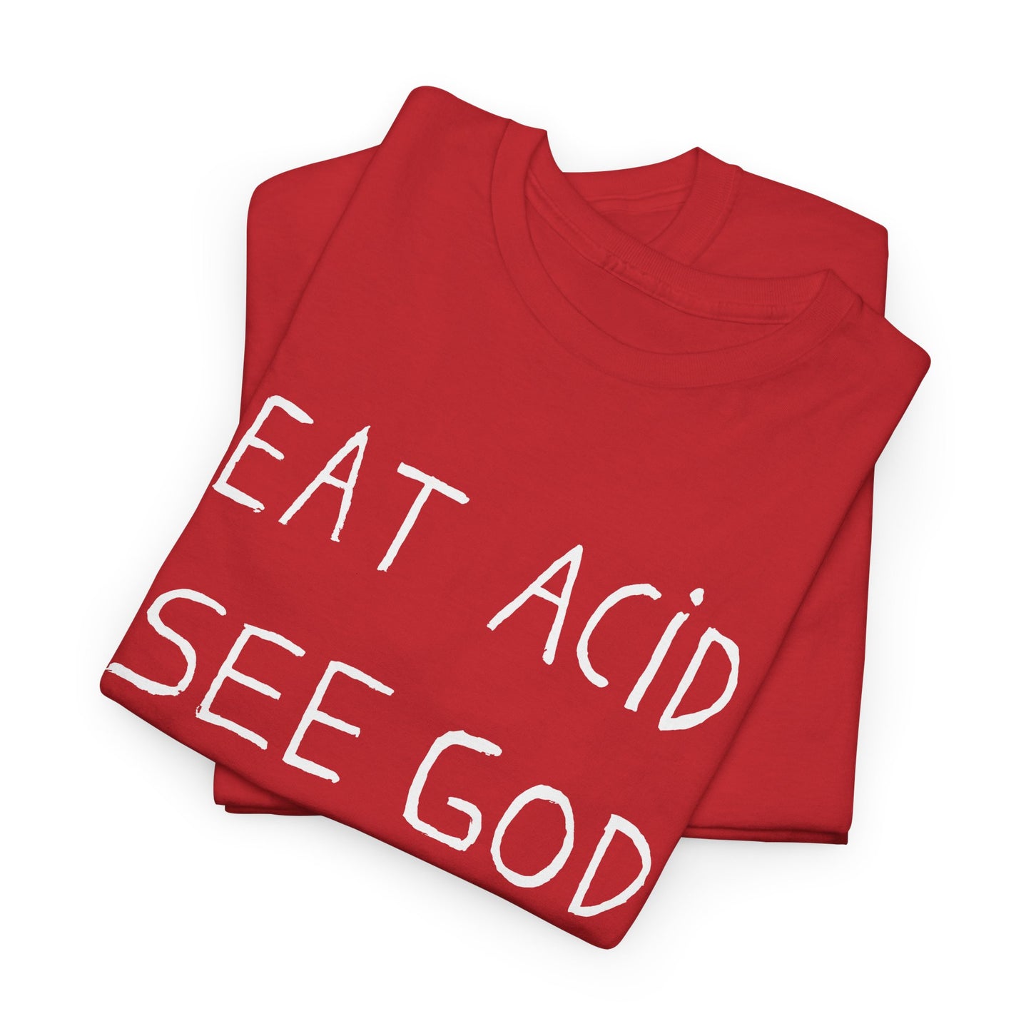 eat acid see god hand drawn font tshirt
