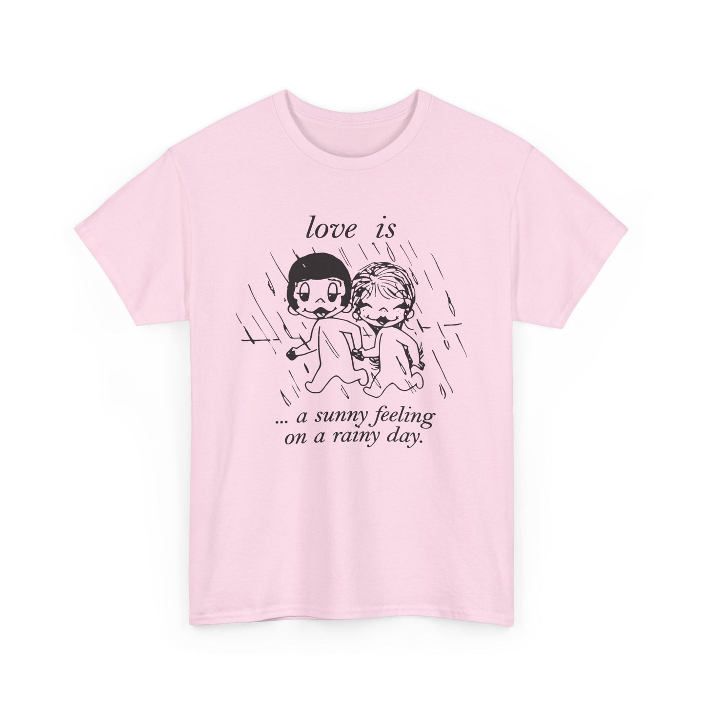 1970 graphic love is a sunny feeling on a rainy day tshirt