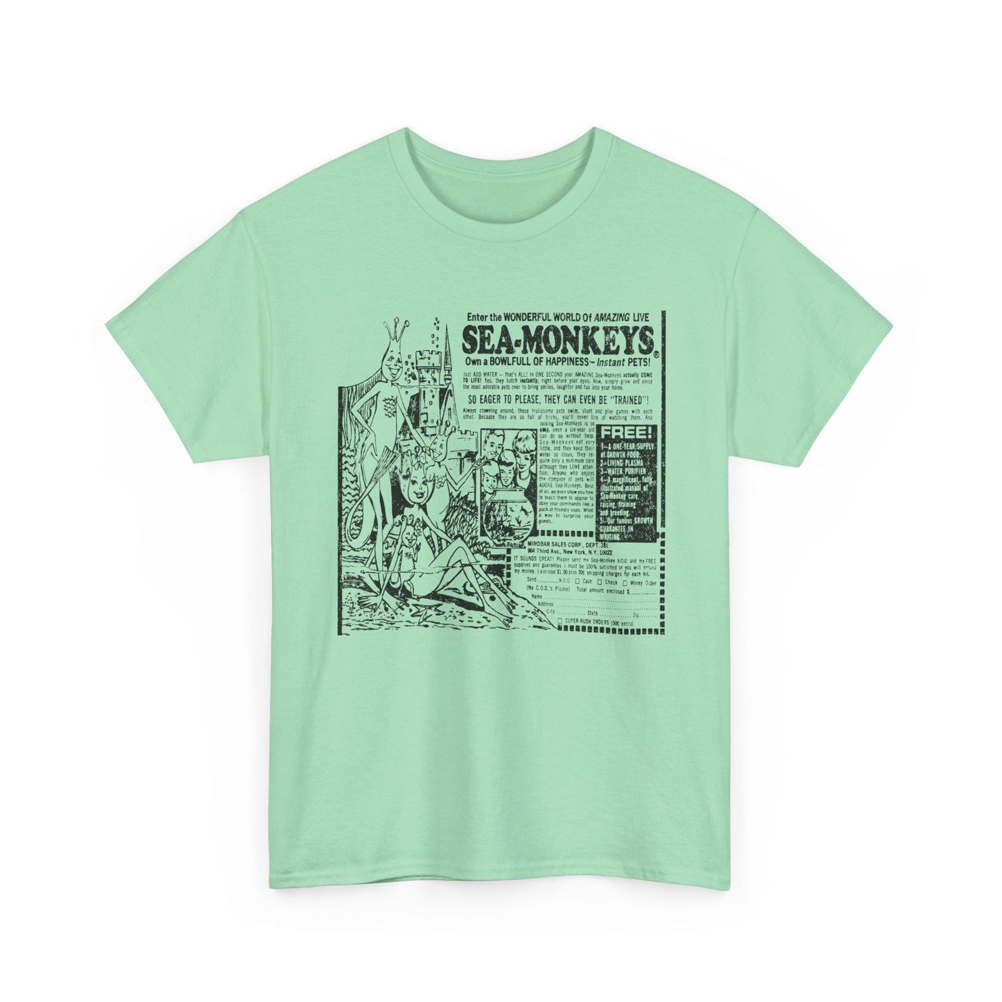1973 sea monkeys insta pet advert black and white reproduction tshirt