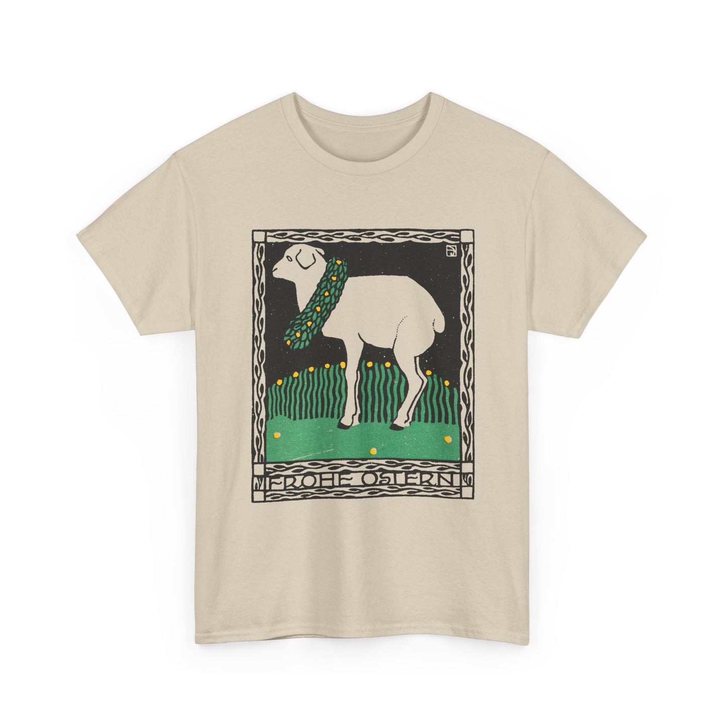 1909 josef von diveky happy easter (frohe ostern) color lithograph lamb reproduction tshirt