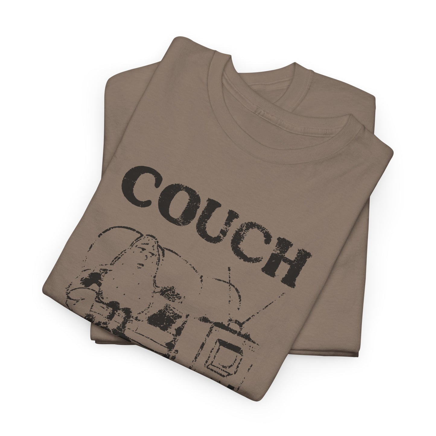 vintage couch potato reproduction in black graphic tshirt