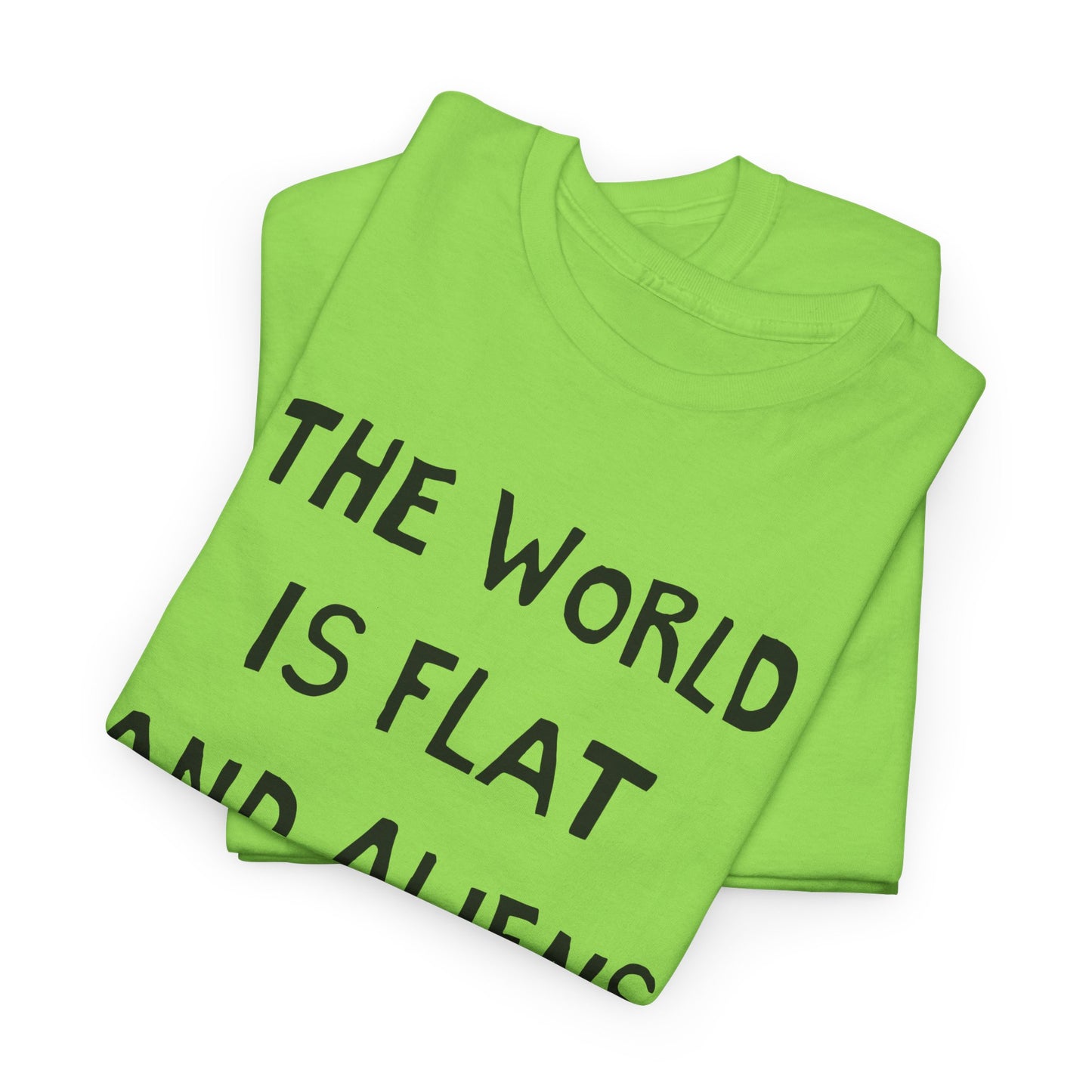 the world is flat and aliens are real hand drawn font tshirt