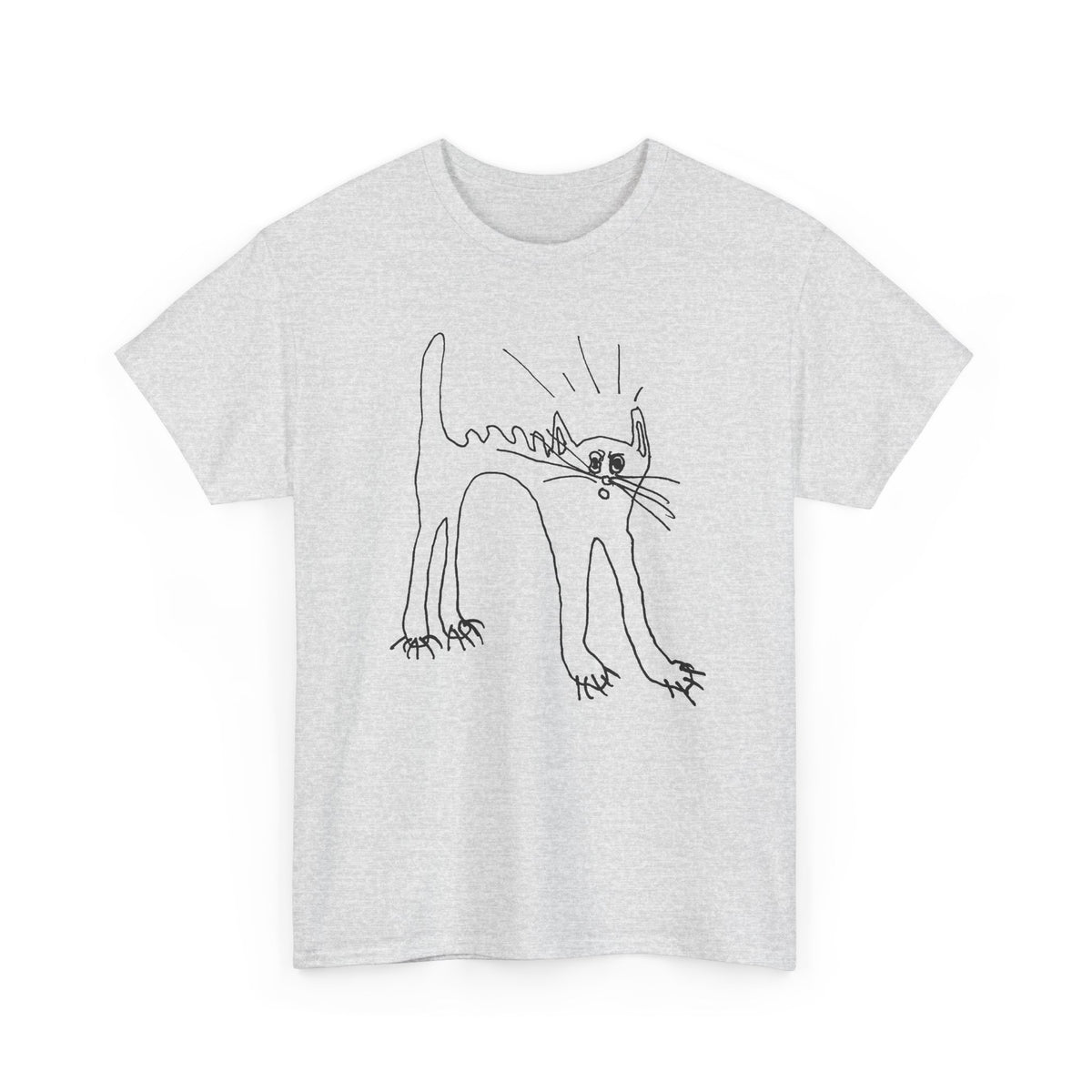 original drawing of a very spooked cat tshirt