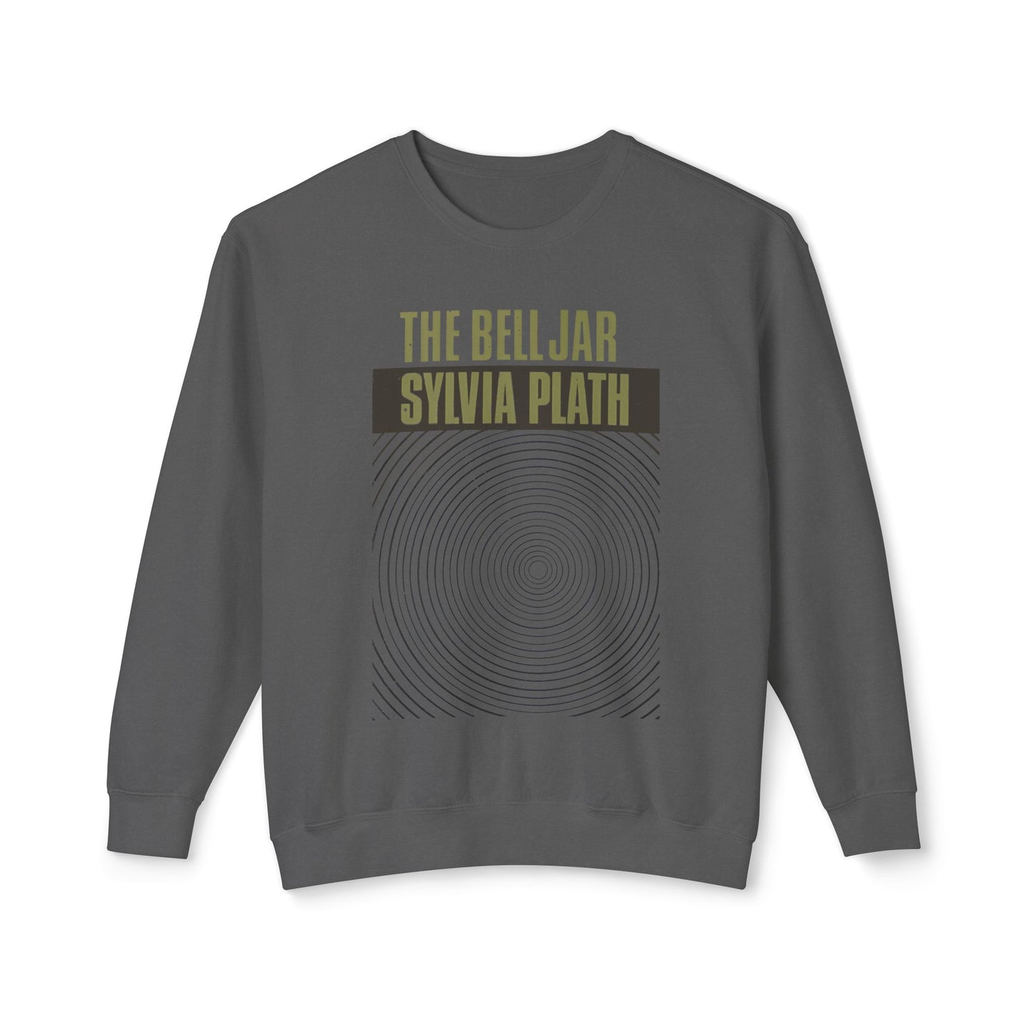 1963 book by sylvia plath "the bell jar" book cover on a 100% cotton sweatshirt