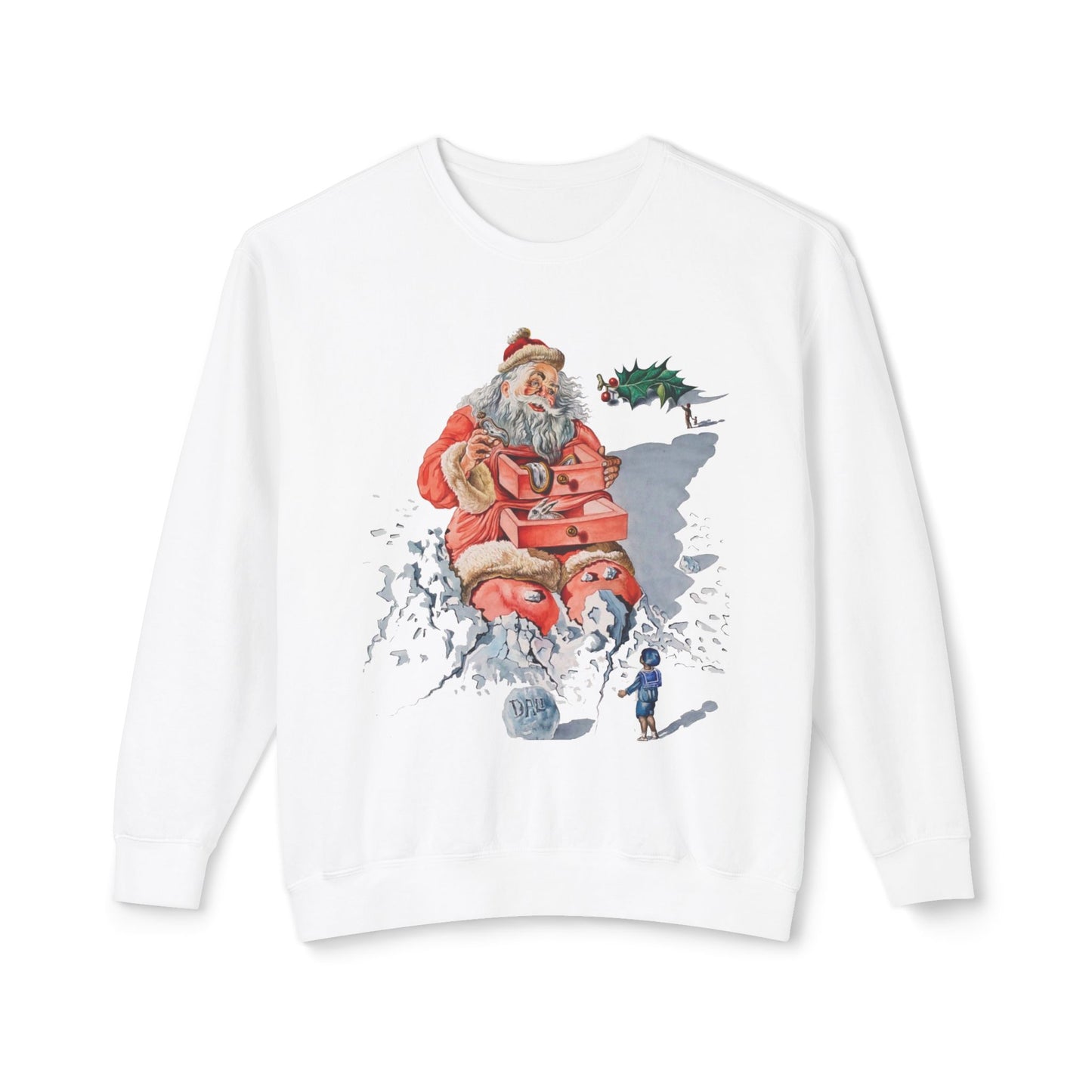 salvador dali's 1948 santa with drawers christmas card 100% cotton sweatshirt