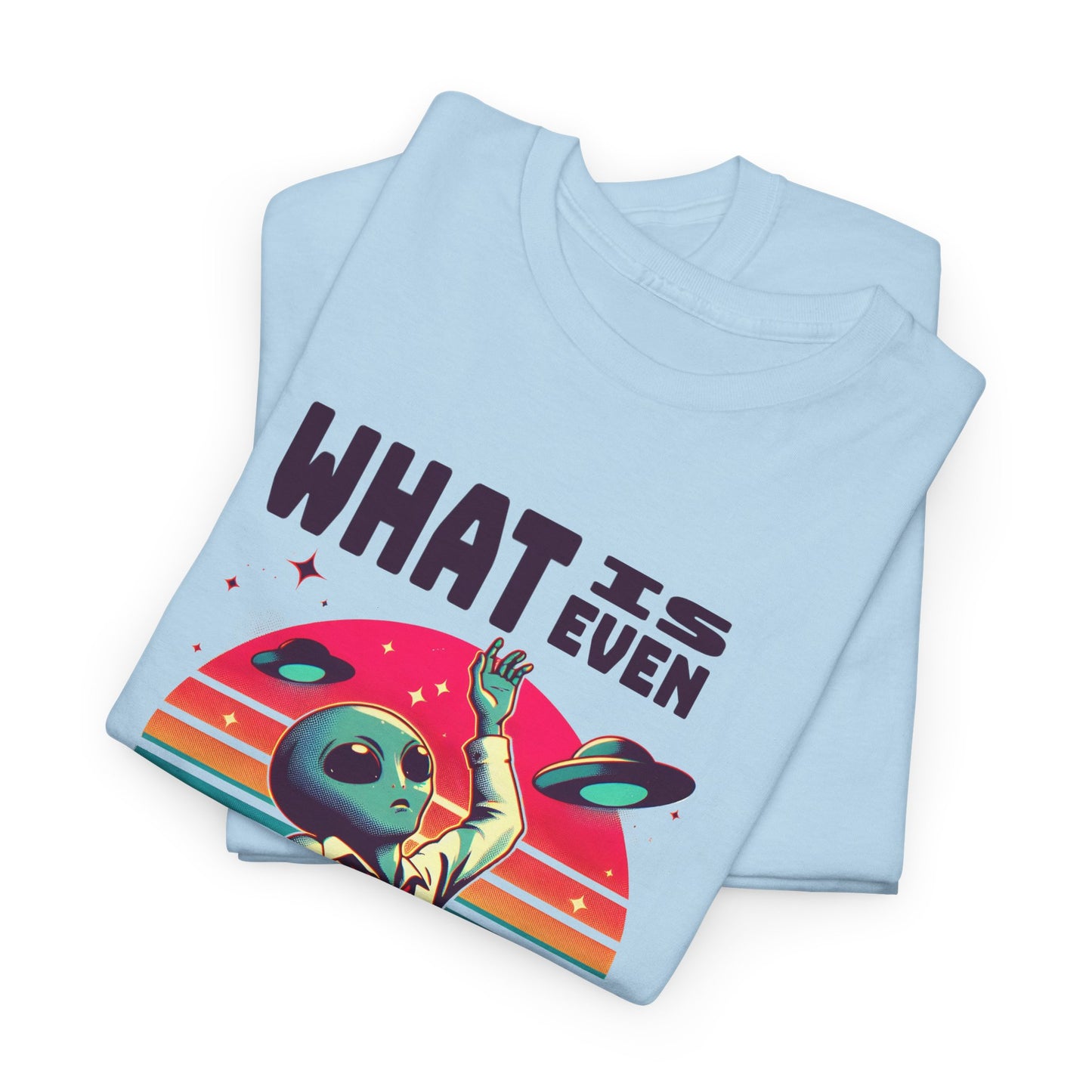 what is even happening floating businessman alien tshirt