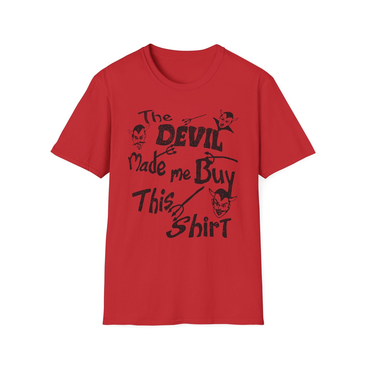 vintage the devil made me buy this shirt custom drawn reproduction tshirt