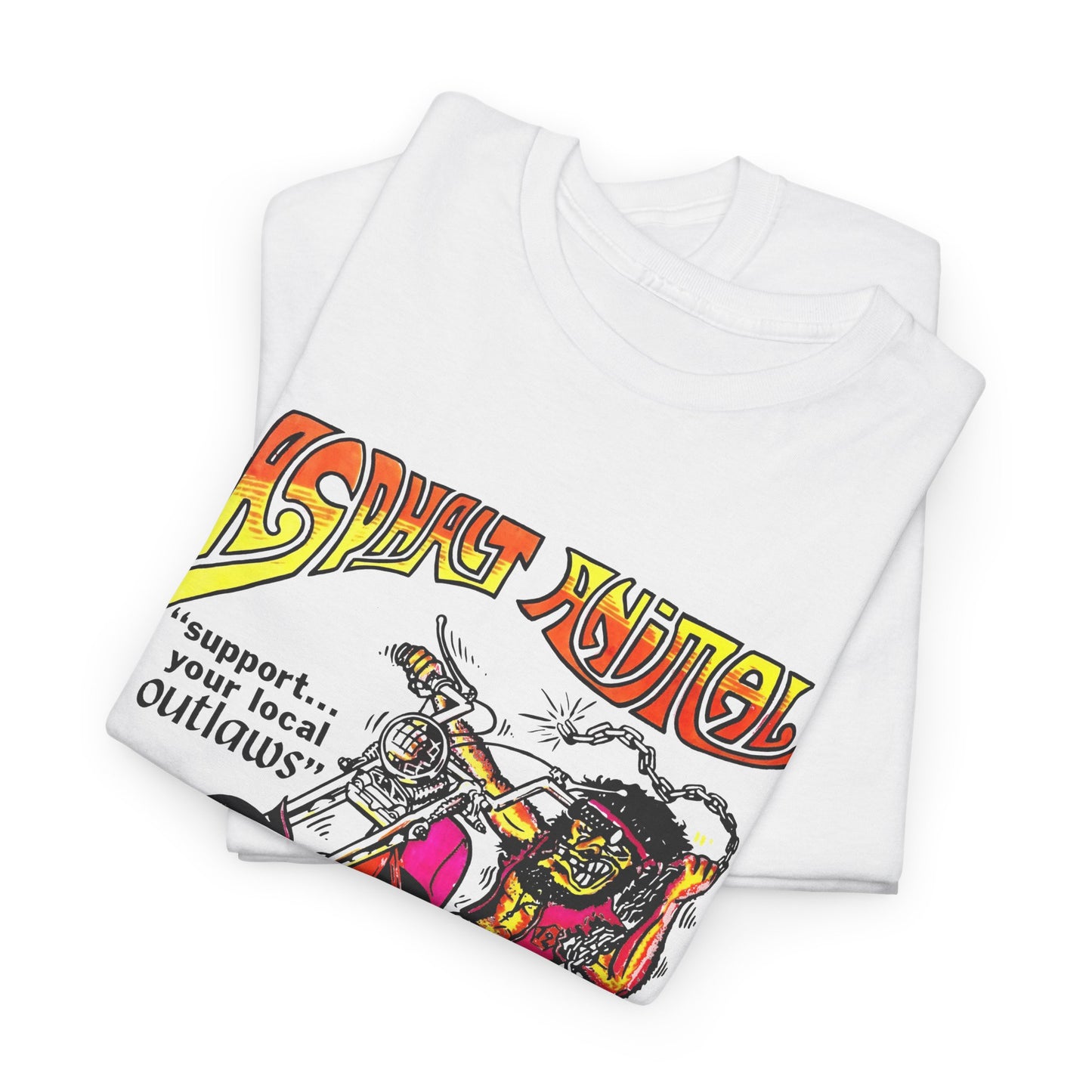 vintage 1967 asphalt animal support your local outlaws mototcycle graphic reproduction tshirt