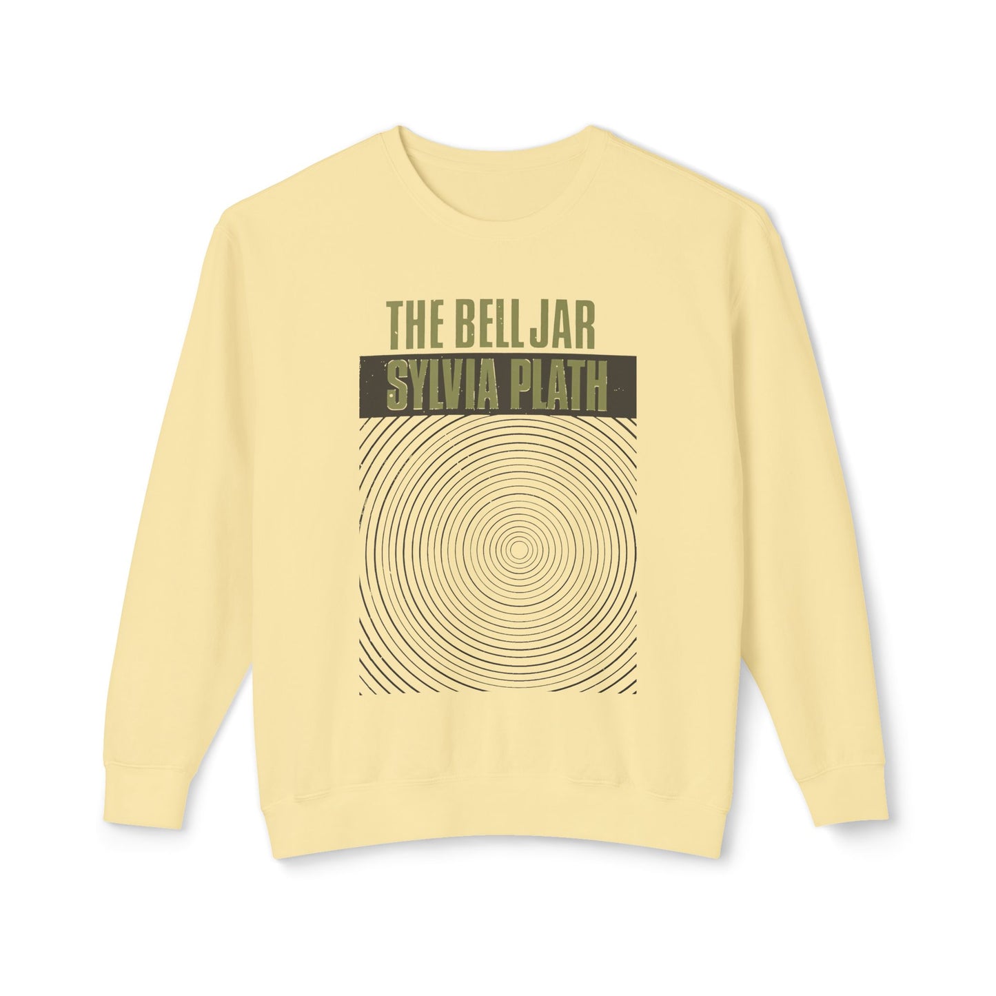 1963 book by sylvia plath "the bell jar" book cover on a 100% cotton sweatshirt