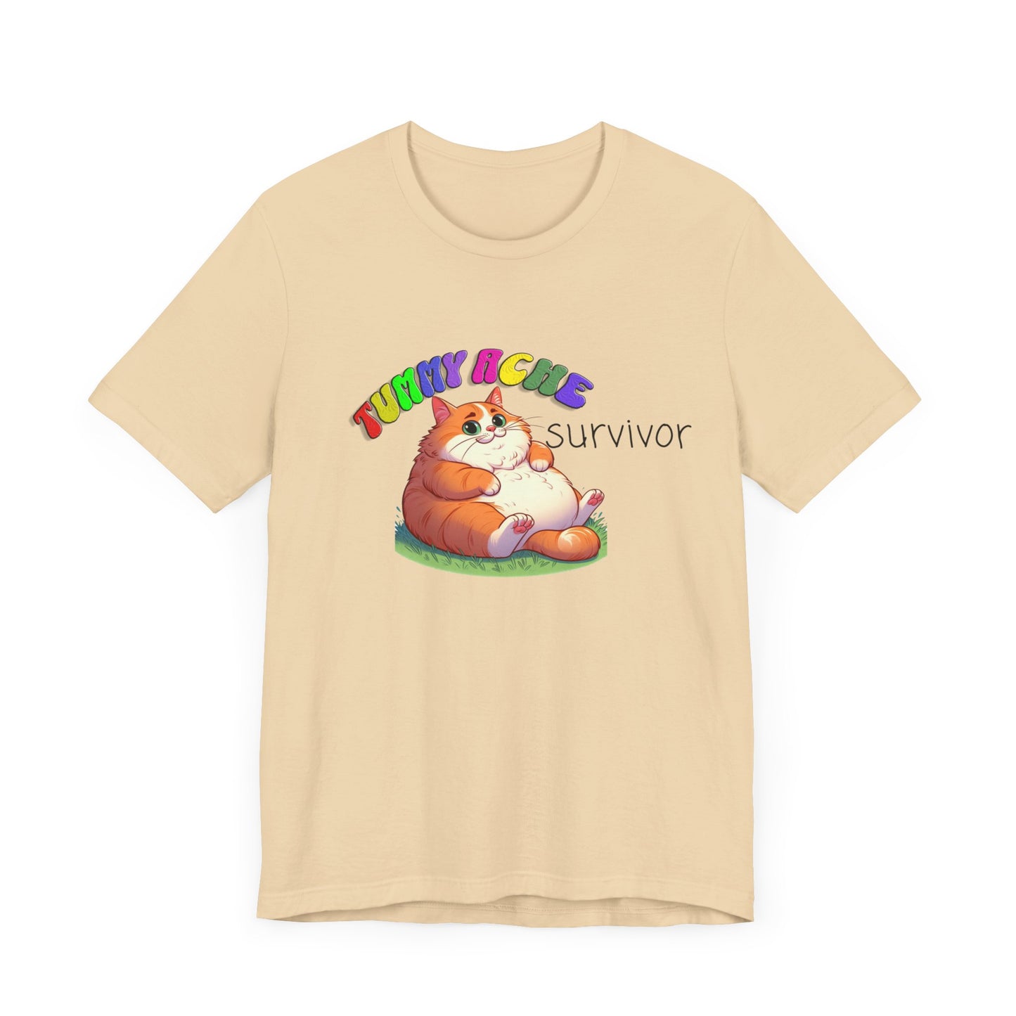 tummy ache survivor stuffed kitty silly tshirt