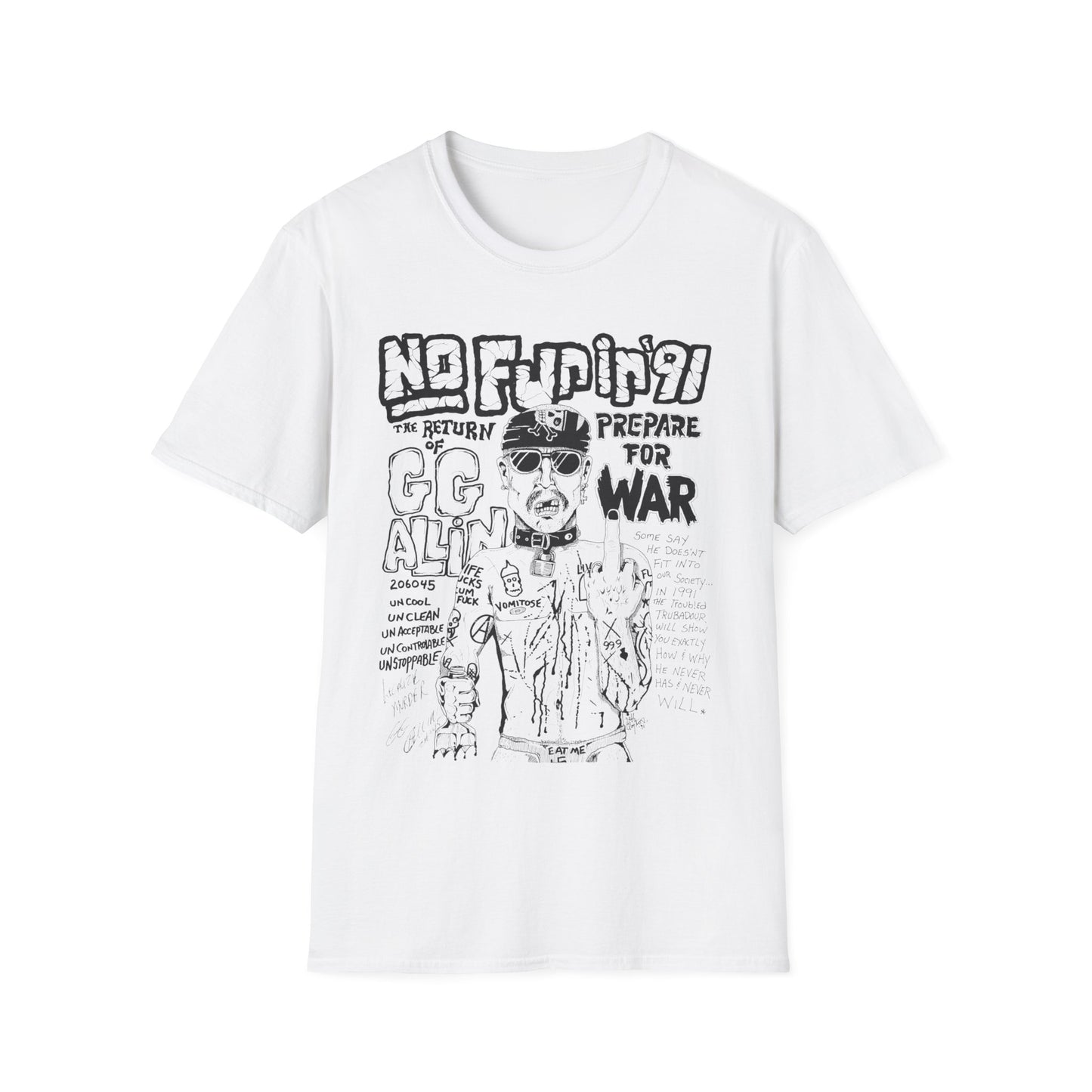 no fun in '91 gg allin show poster tshirt