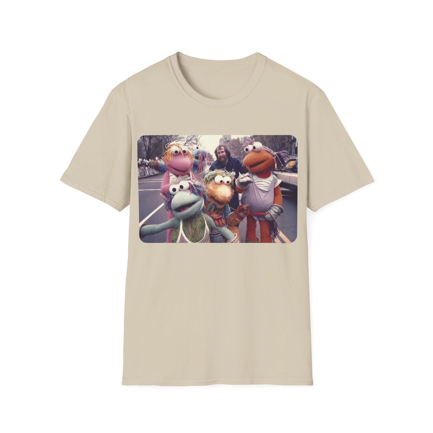 jim henson and the full-body fraggles at the 1984 macy's thanksgiving parade photo tshirt