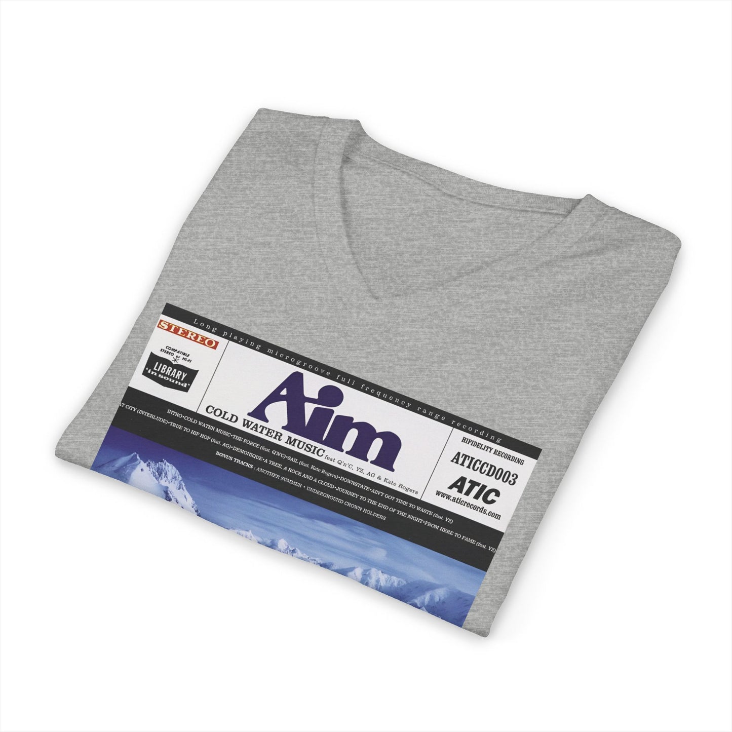 custom v-neck aim 1999 cold water music album tshirt