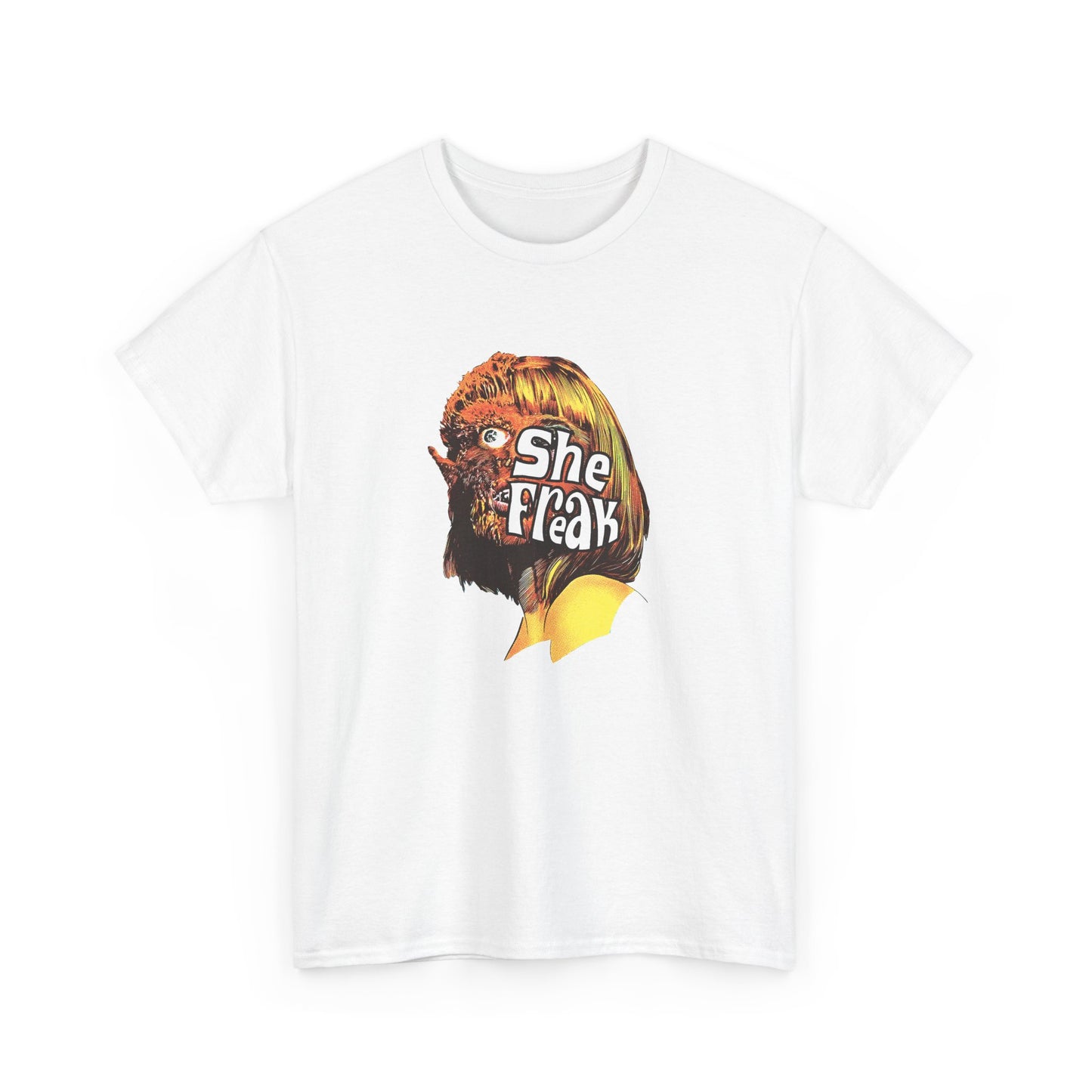 ships from canada she freak 1967 exploitation horror film comic halftone style tshirt