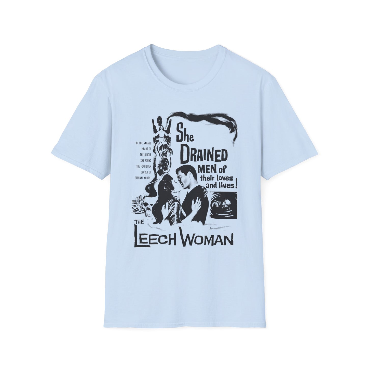1960 low budget horror rejuvenation film the leech woman movie poster tshirt