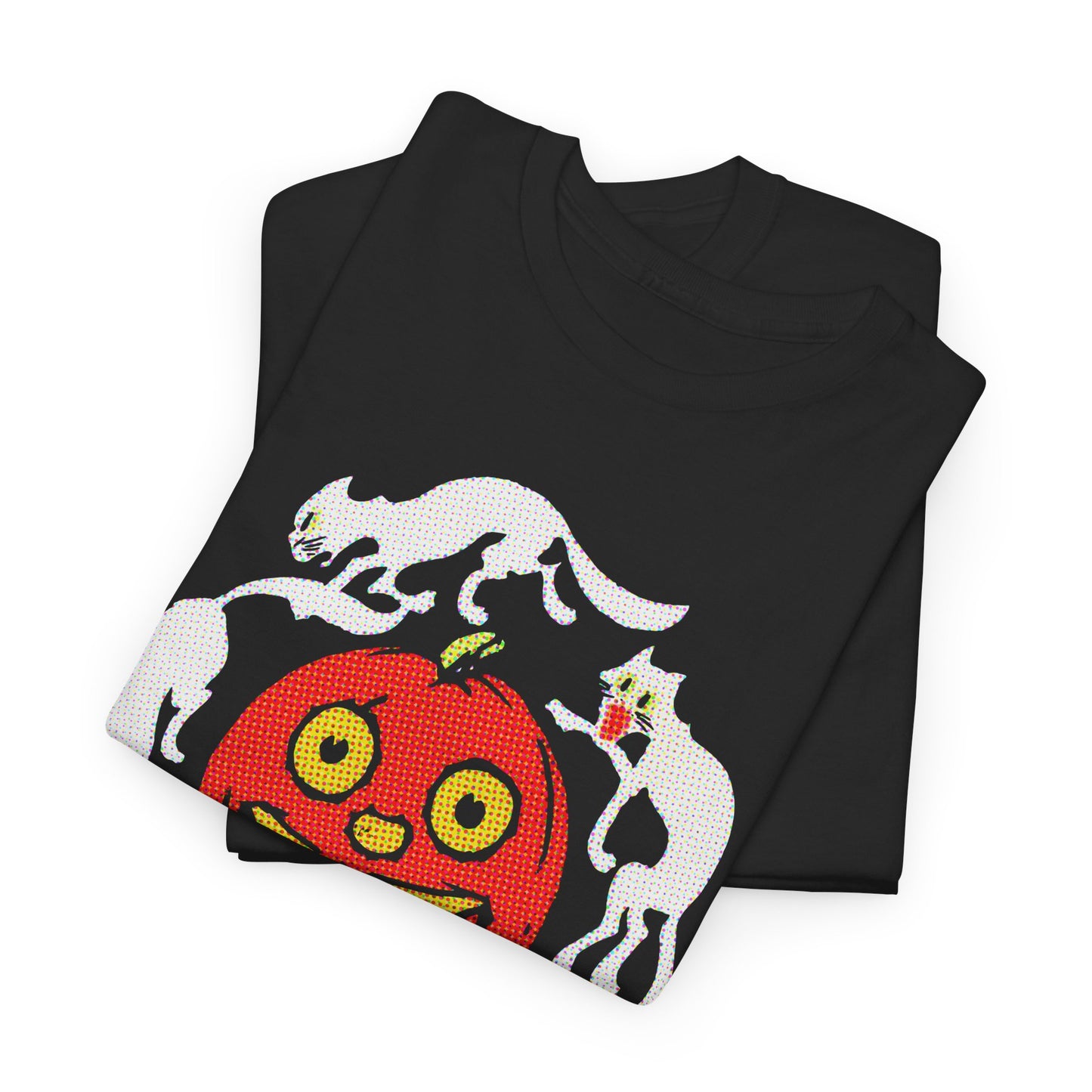 early 1900s halloween crepe paper jacko with cats custom edit tshirt