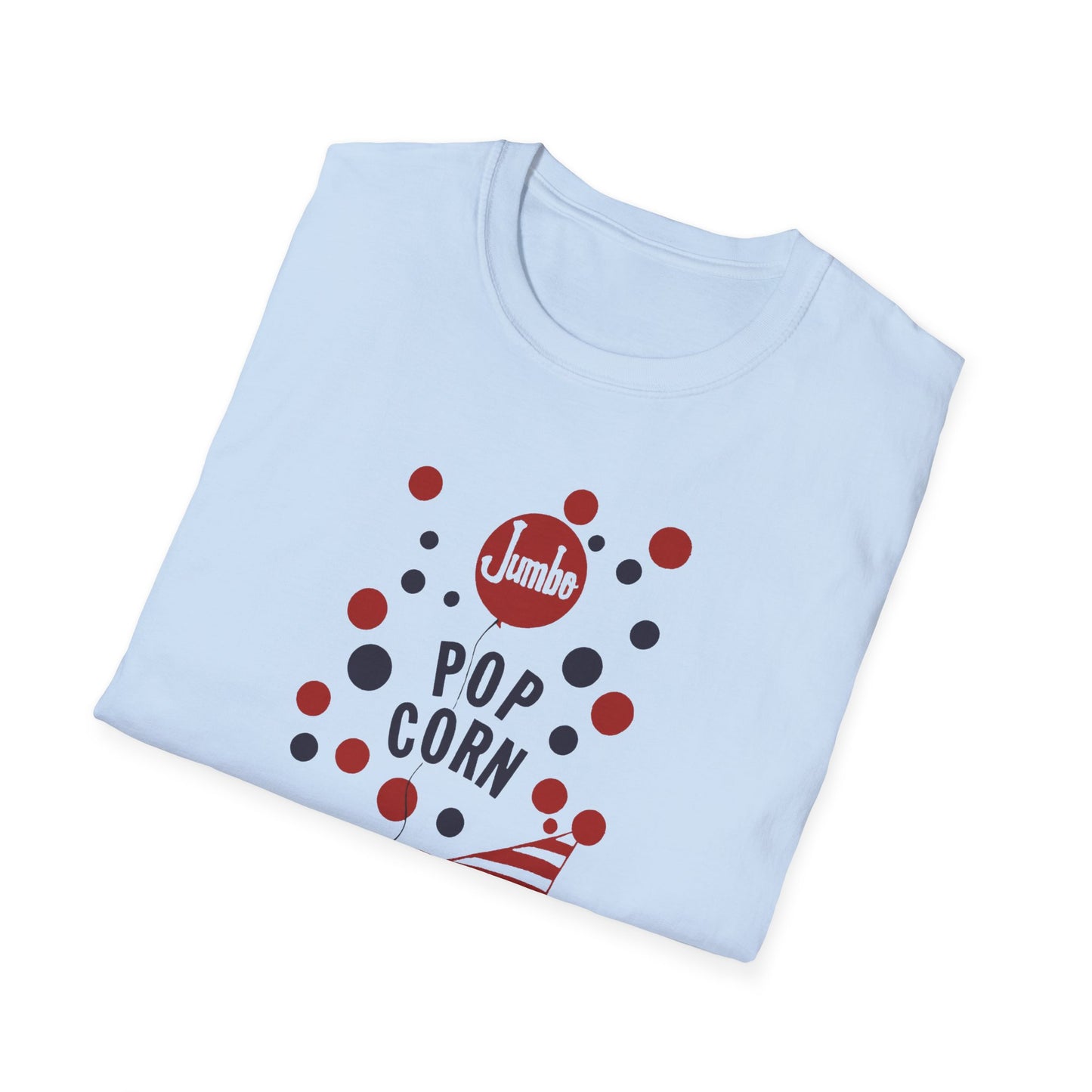 1960s popcorn box logo with a weird popcorn mascot clown tshirt