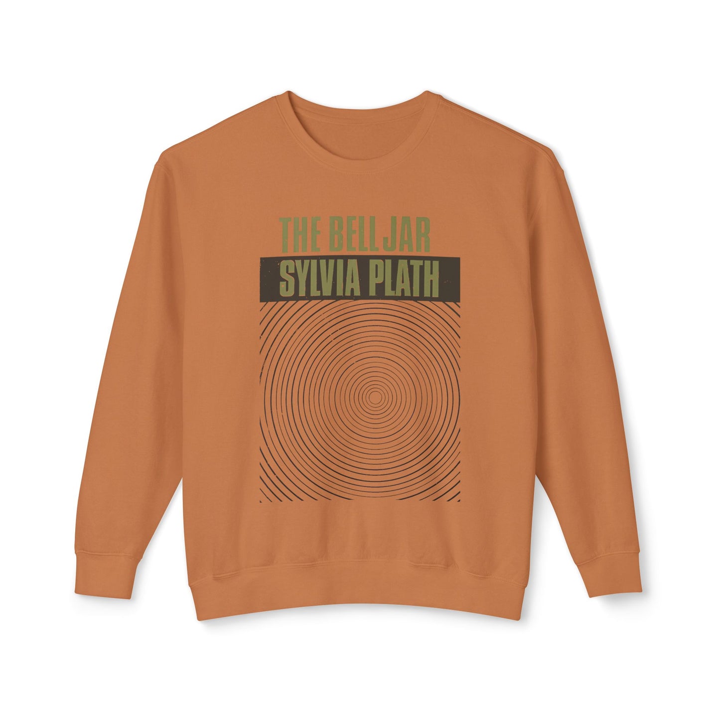 1963 book by sylvia plath "the bell jar" book cover on a 100% cotton sweatshirt