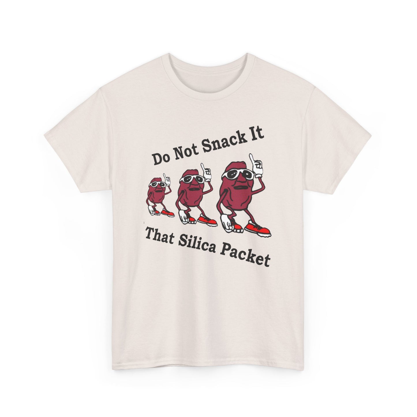 vintage california raisins silica gel packet warning reproduction tshirt