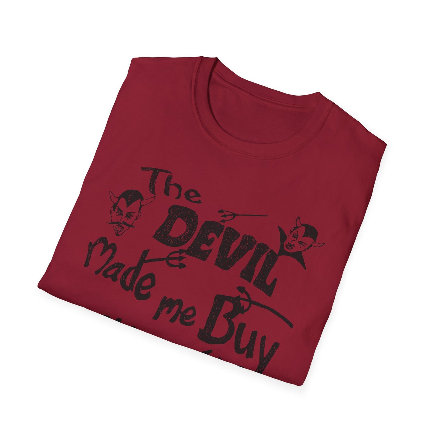 vintage the devil made me buy this shirt custom drawn reproduction tshirt