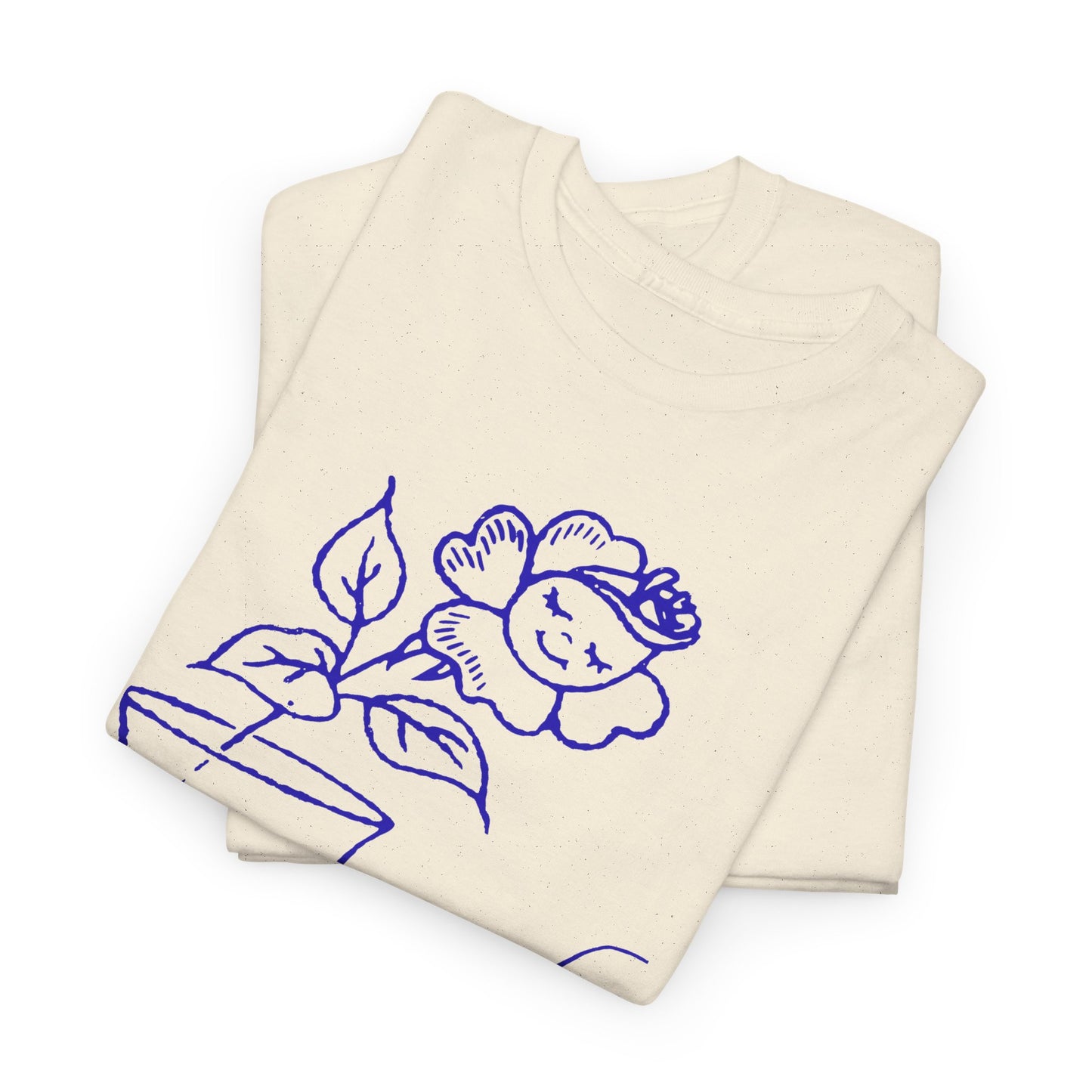 vintage happy flower and flower pots graphic reproduction tshirt