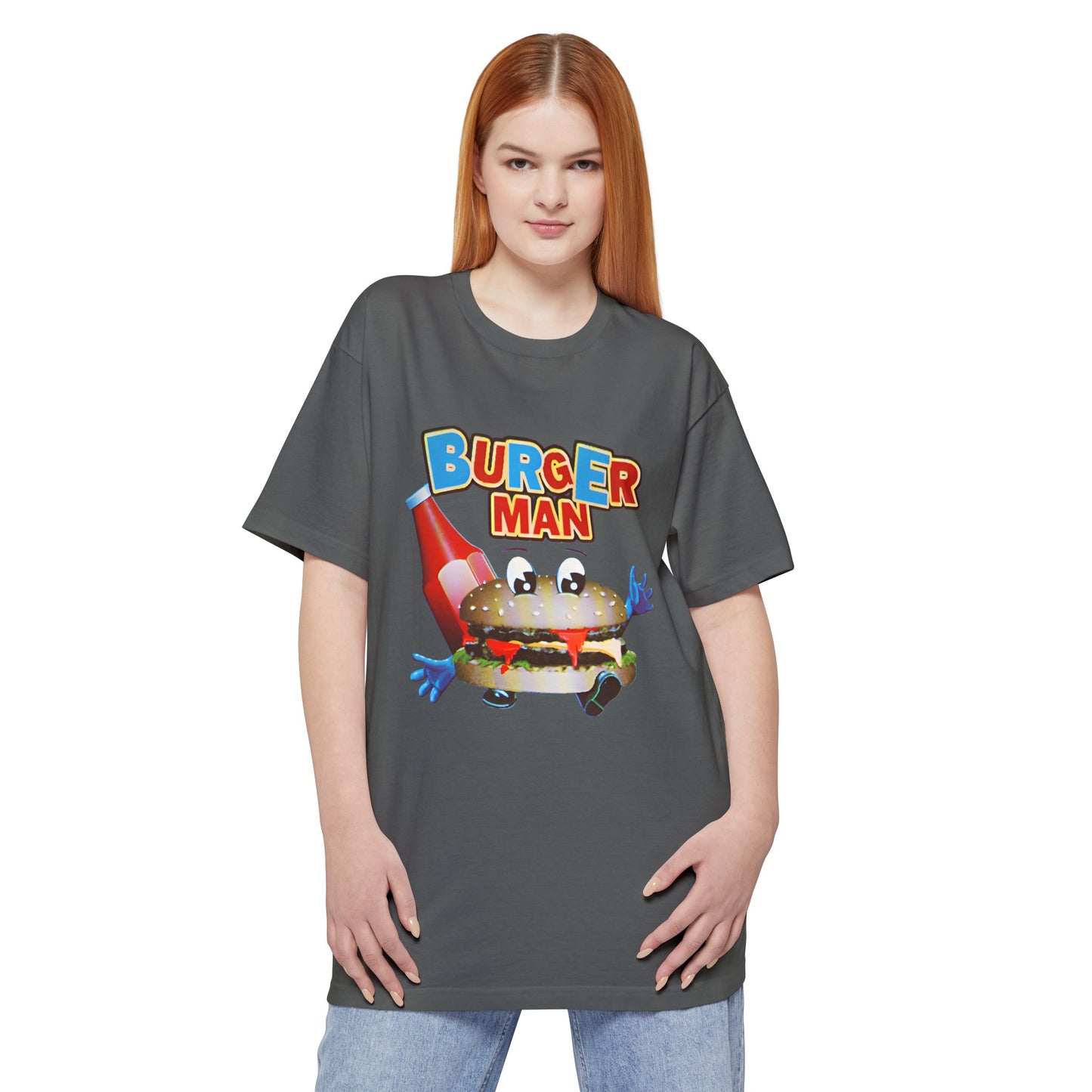 oversized old video game burger man reproduction unisex tall beefy tshirt